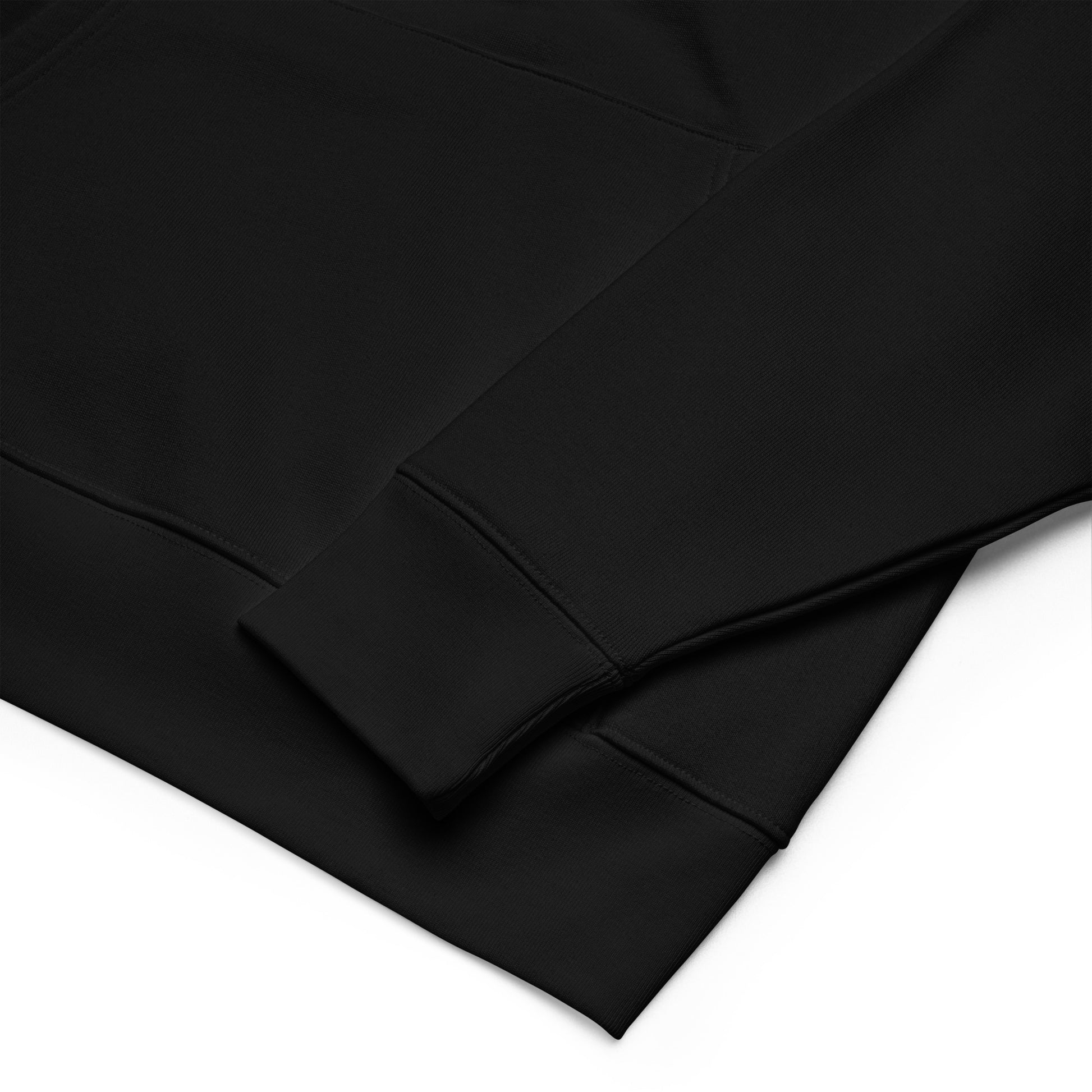 Knitting Unicorn | Sustainable Hoodie in black sleeve detail