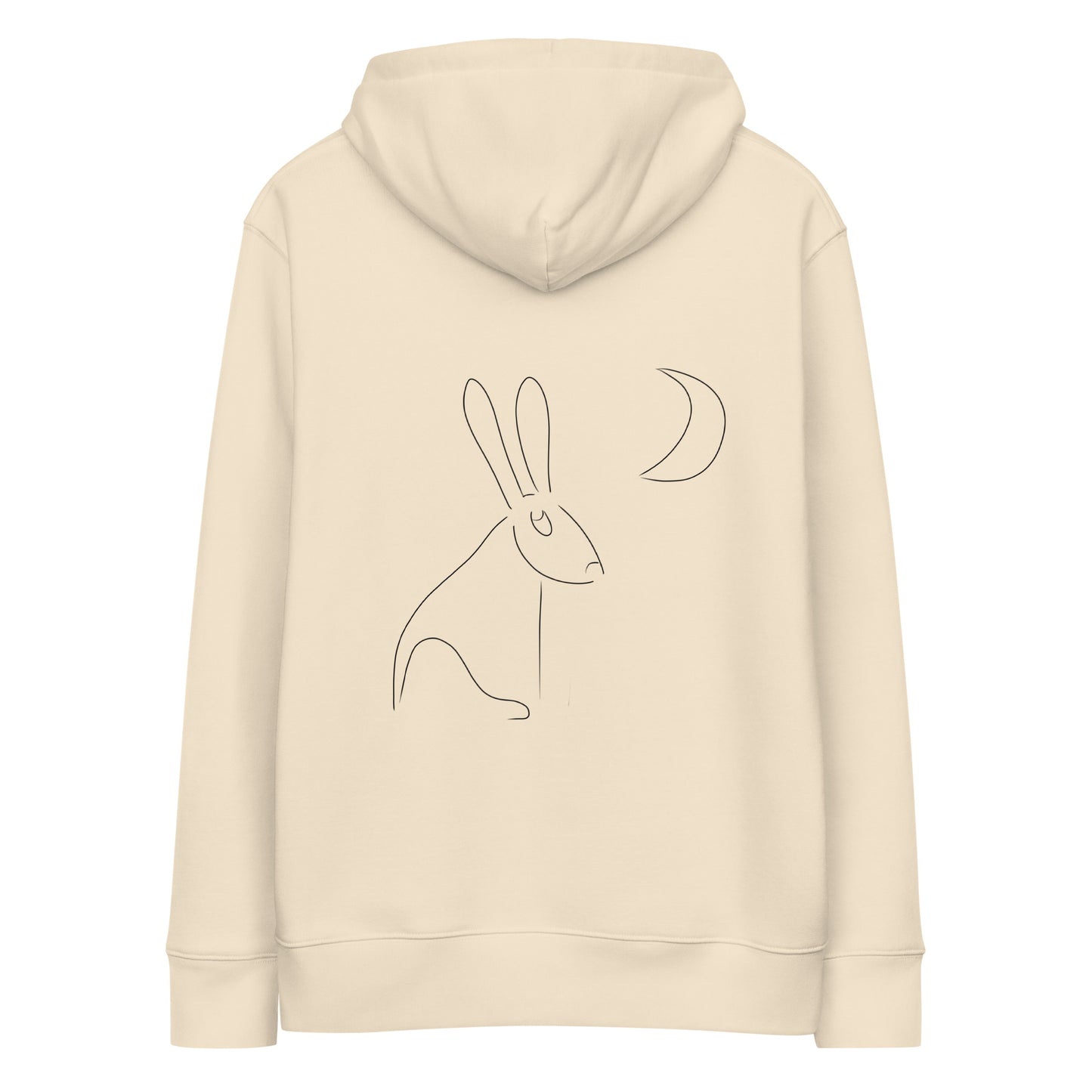 Hare Stares at Moon | Sustainable Hoodie in desert dust back