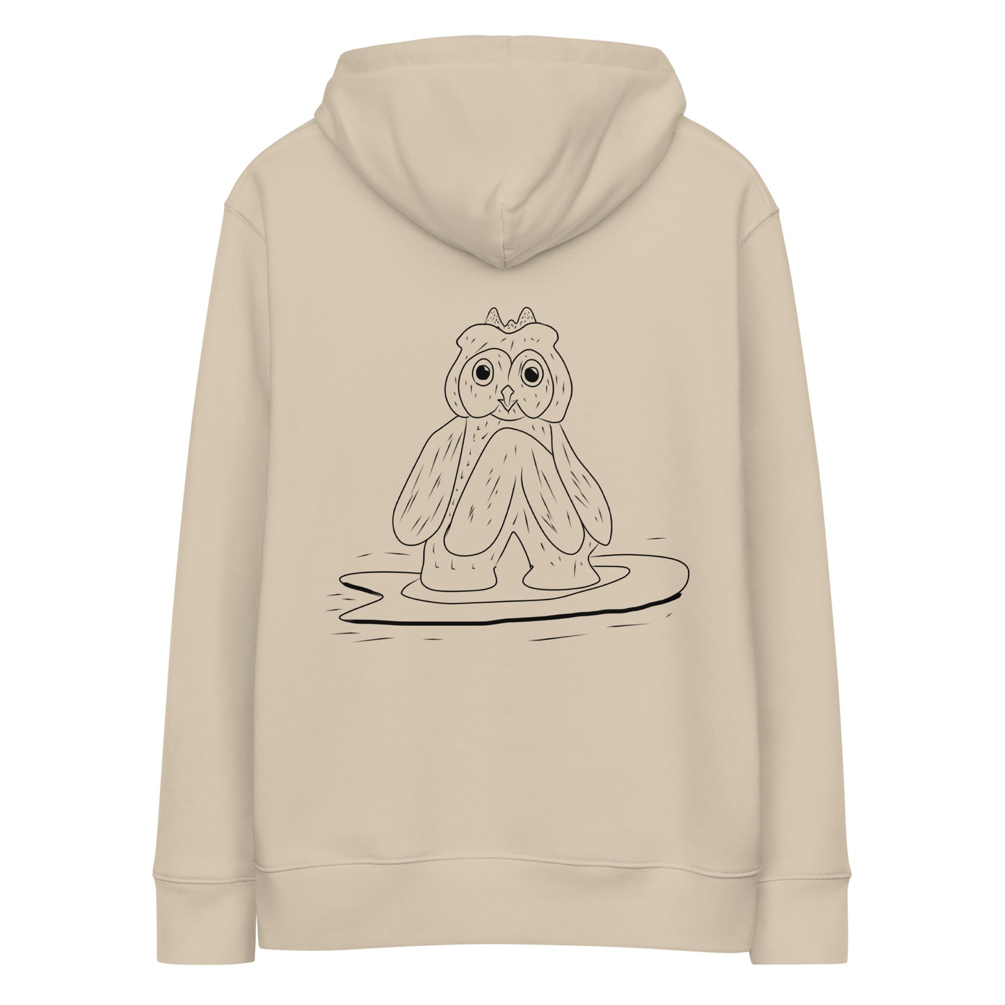 Surfing Owl Line | Sustainable Hoodie in desert dust back