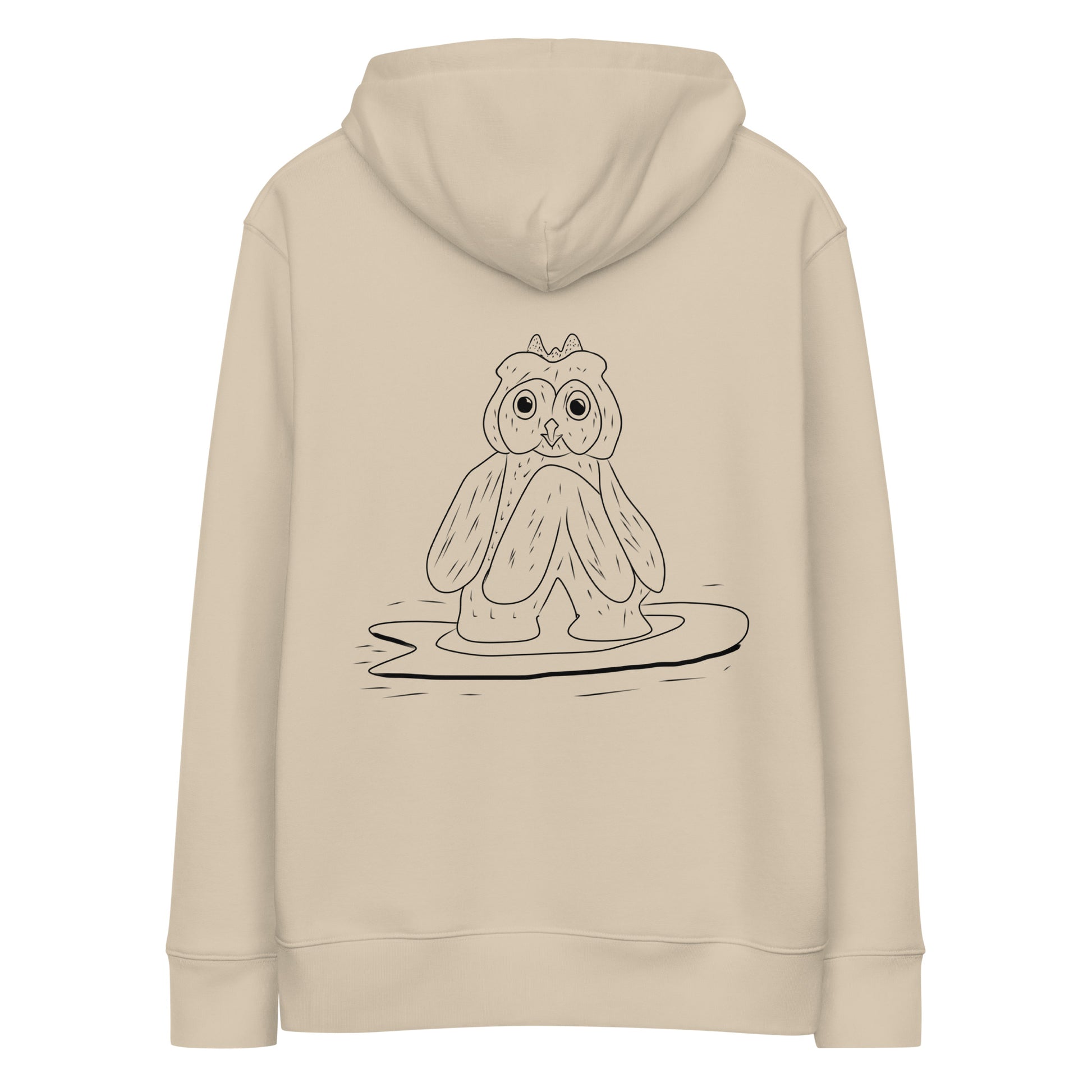 Surfing Owl Line | Sustainable Hoodie in desert dust back