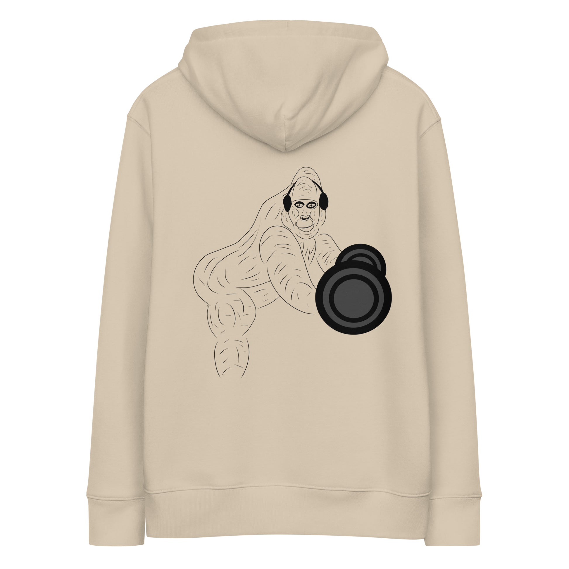 Gorilla Gym | Sustainable Hoodie in desert dust back