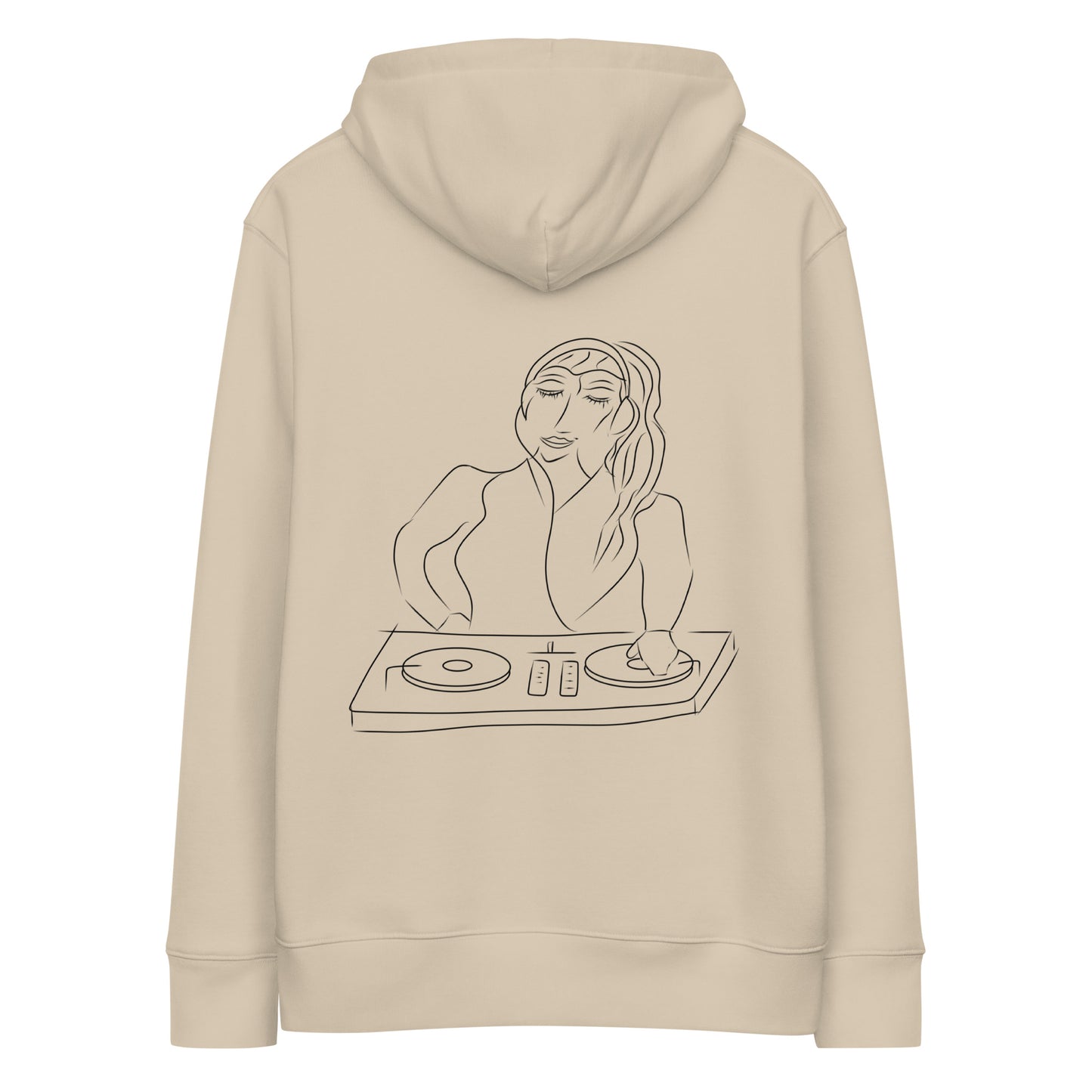 Woman DJ | Sustainable Hoodie in desert dust back view