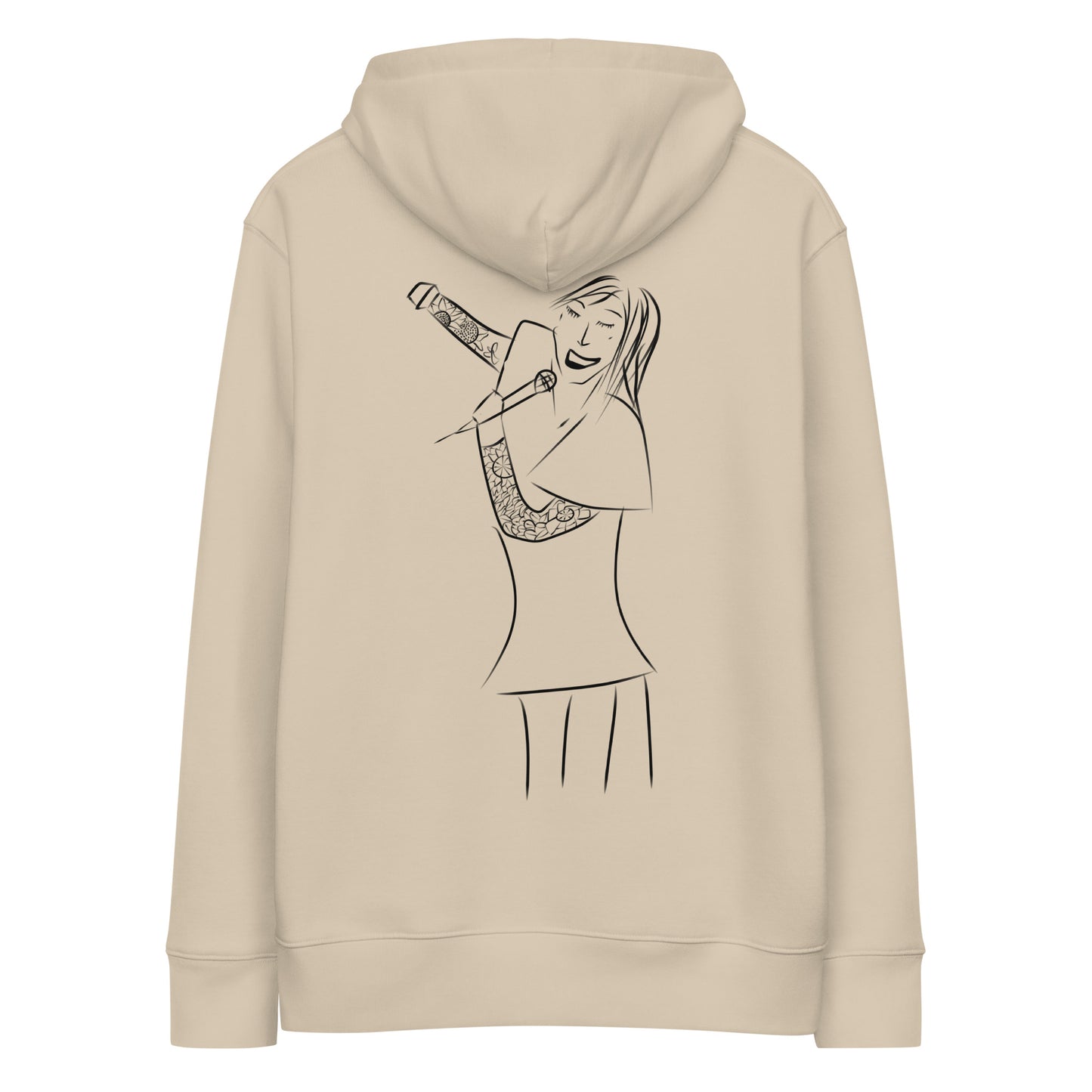 Songstress Woman Singing | Sustainable Hoodie in dessert dust back
