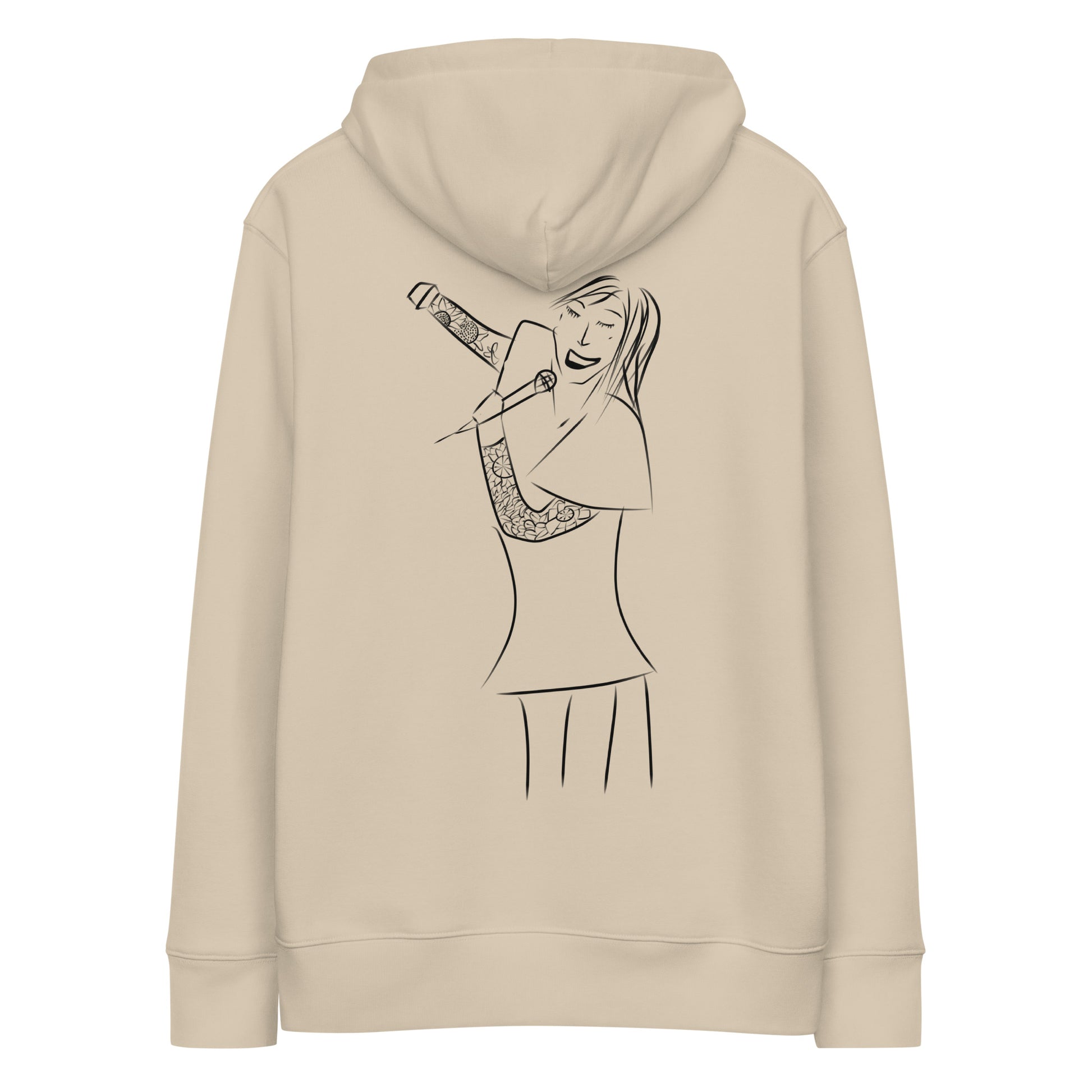 Songstress Woman Singing | Sustainable Hoodie in dessert dust back