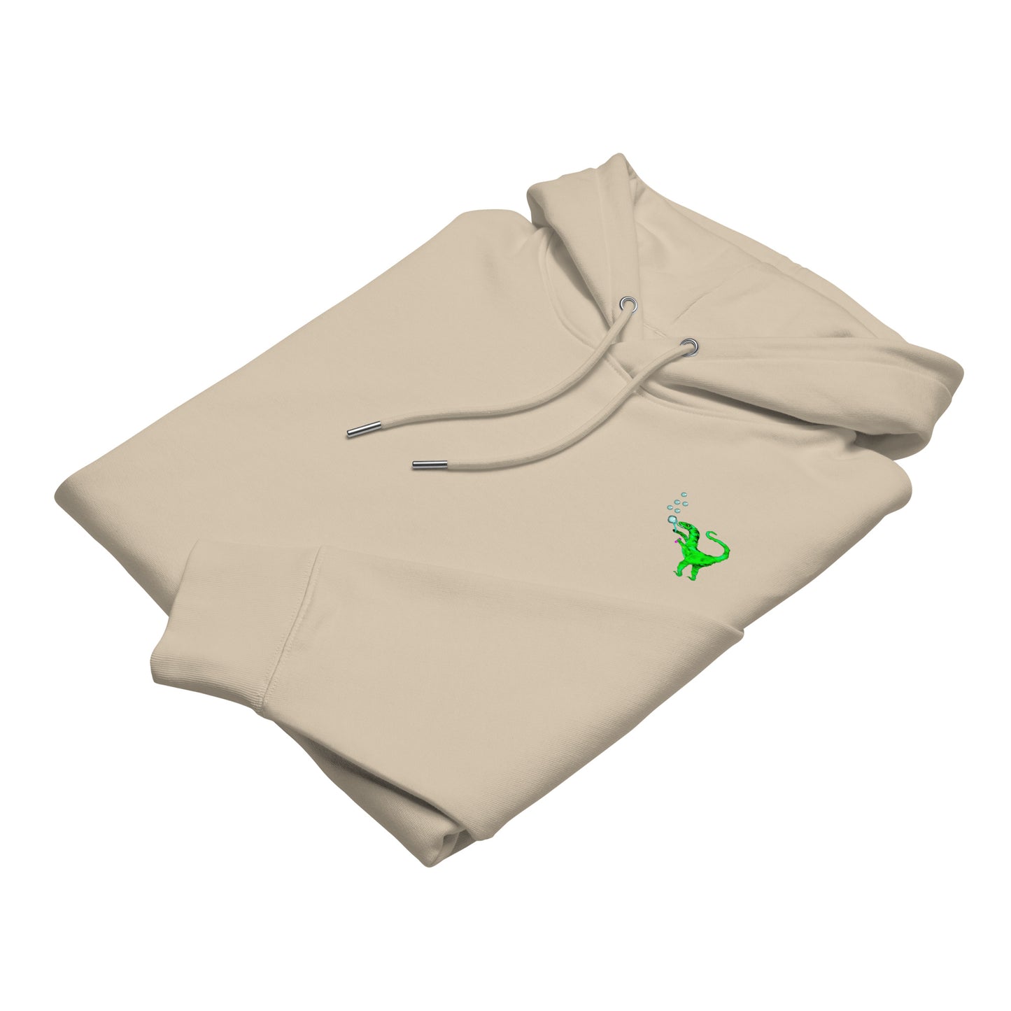 Sustainable Organic Cotton Vegan Hoodie in desert dust folded