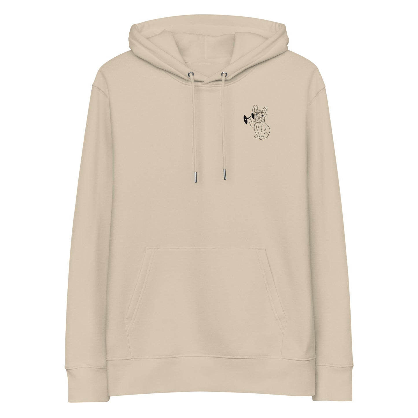 French Bulldog Weight Lifter | Sustainable Hoodie in dessert dust front