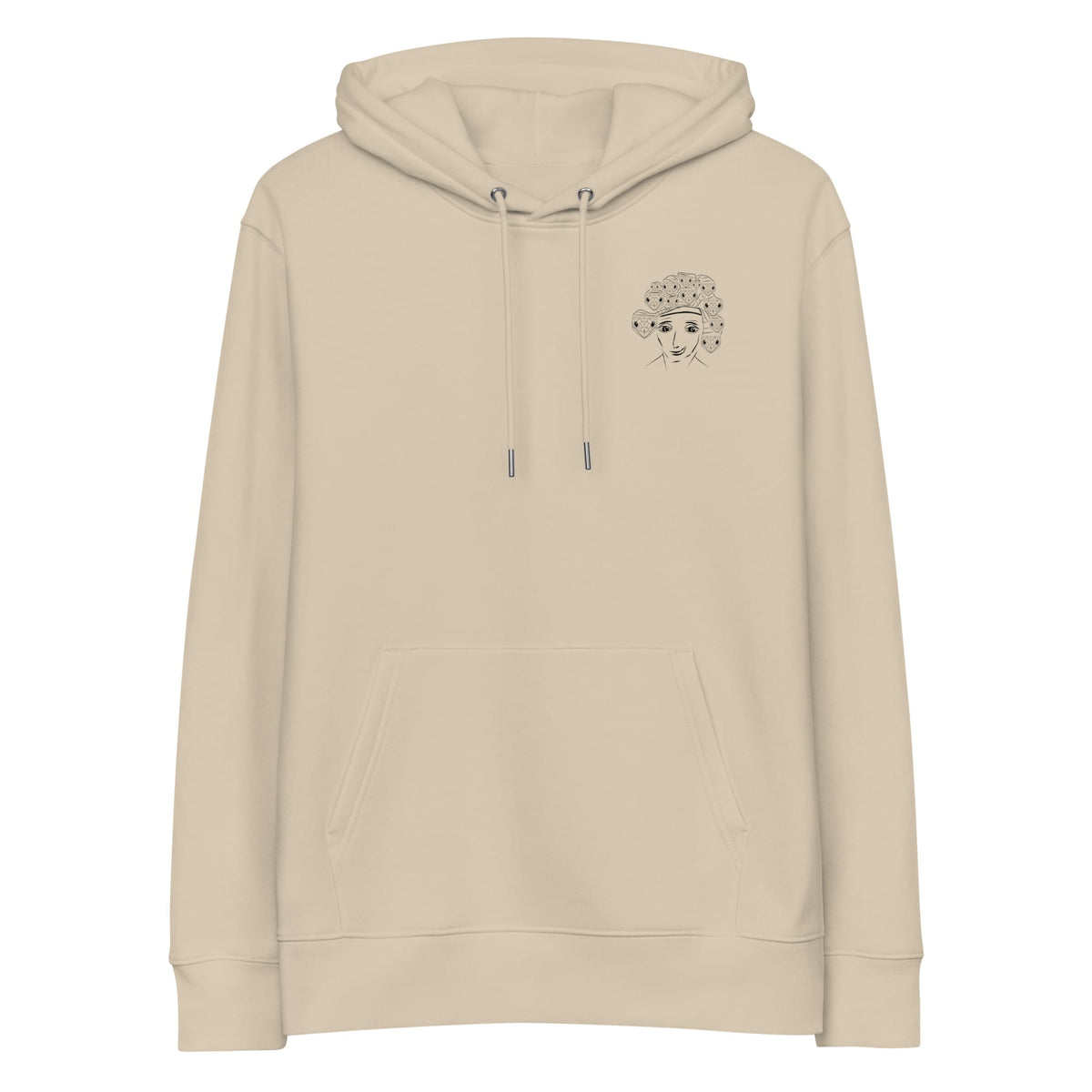 Medusa | Sustainable Hoodie in desert dust front