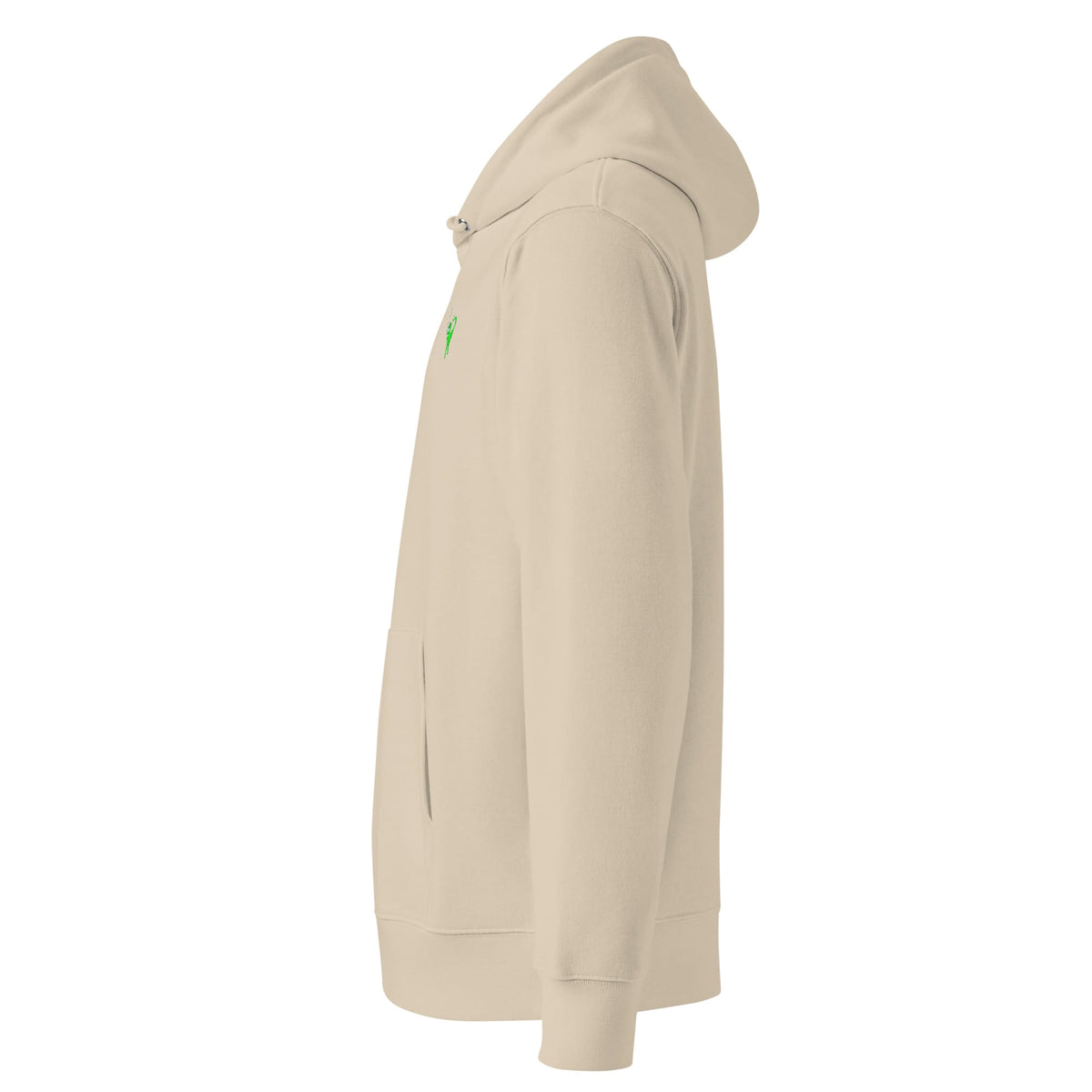 Sustainable Organic Cotton Vegan Hoodie in desert dust left