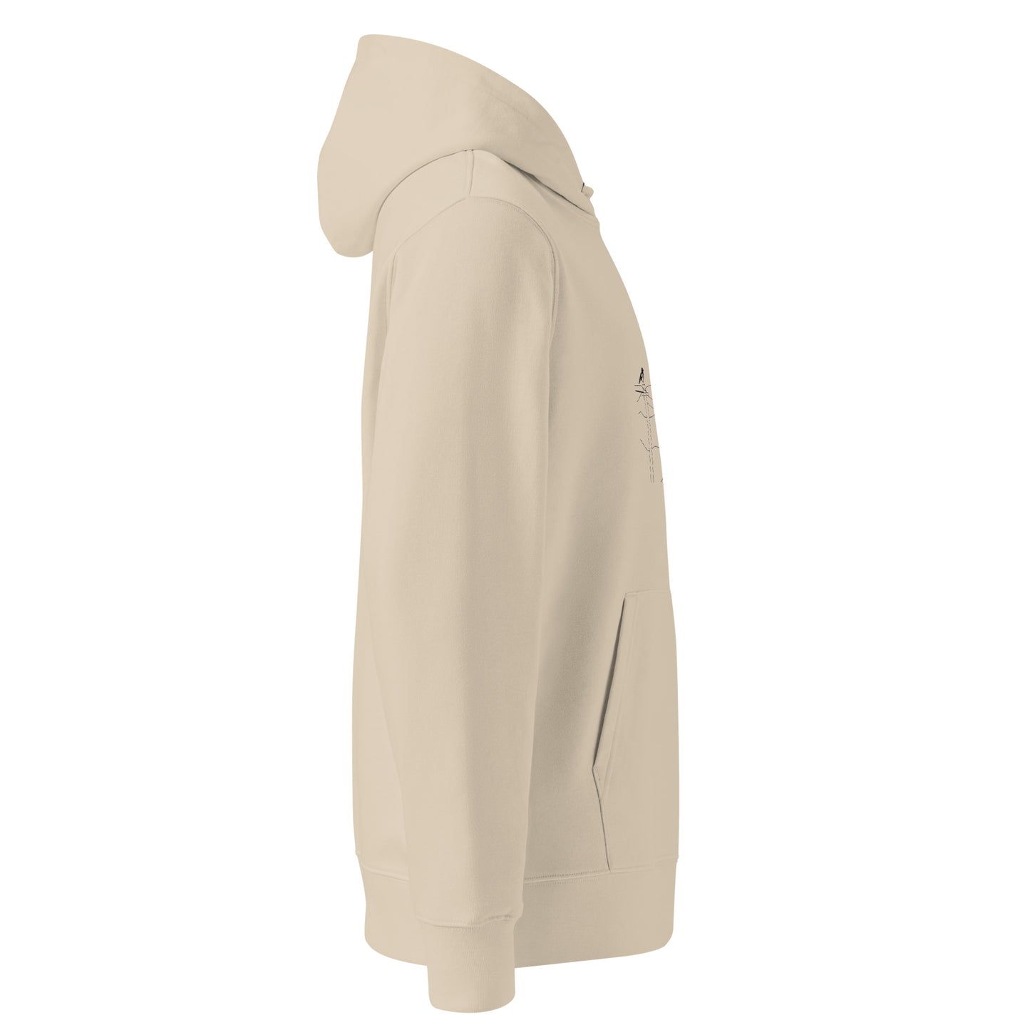Magpies | Sustainable Hoodie in desert dust right view
