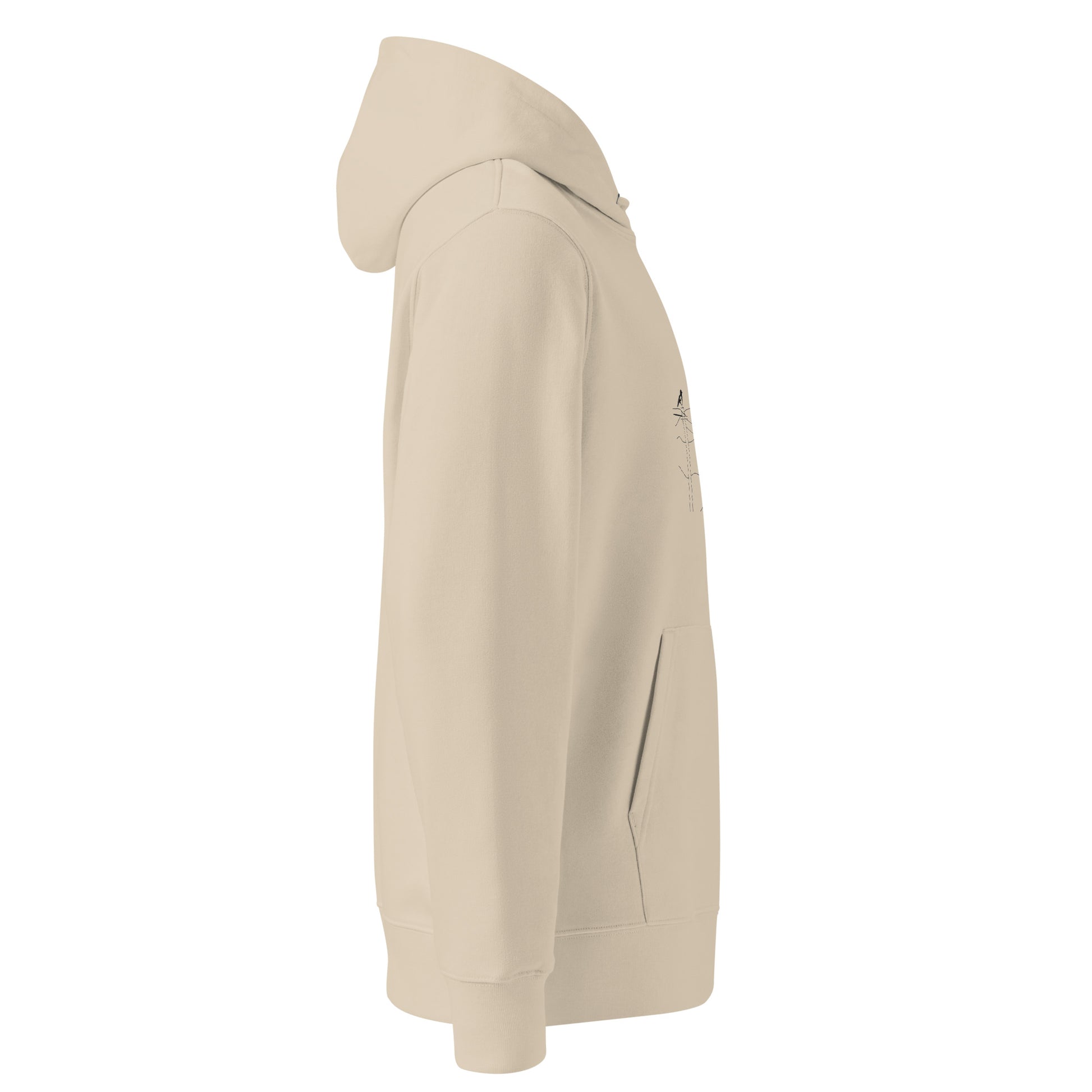 Magpies | Sustainable Hoodie in desert dust right view
