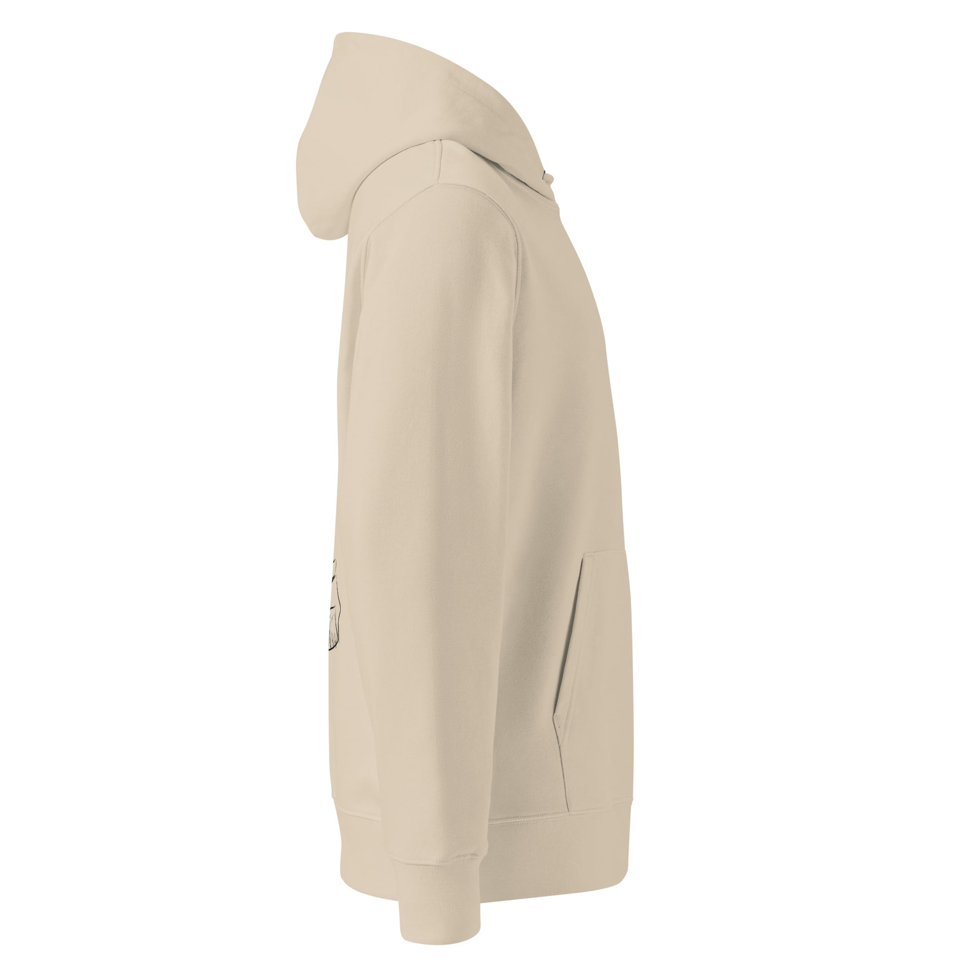 Woman and Dog Hiking | Sustainable Hoodie in desert dust right
