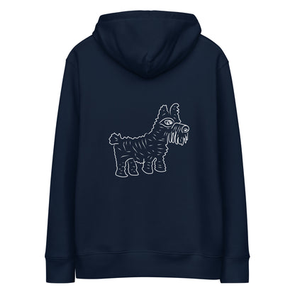 Dog in White | Sustainable Hoodie in navy back