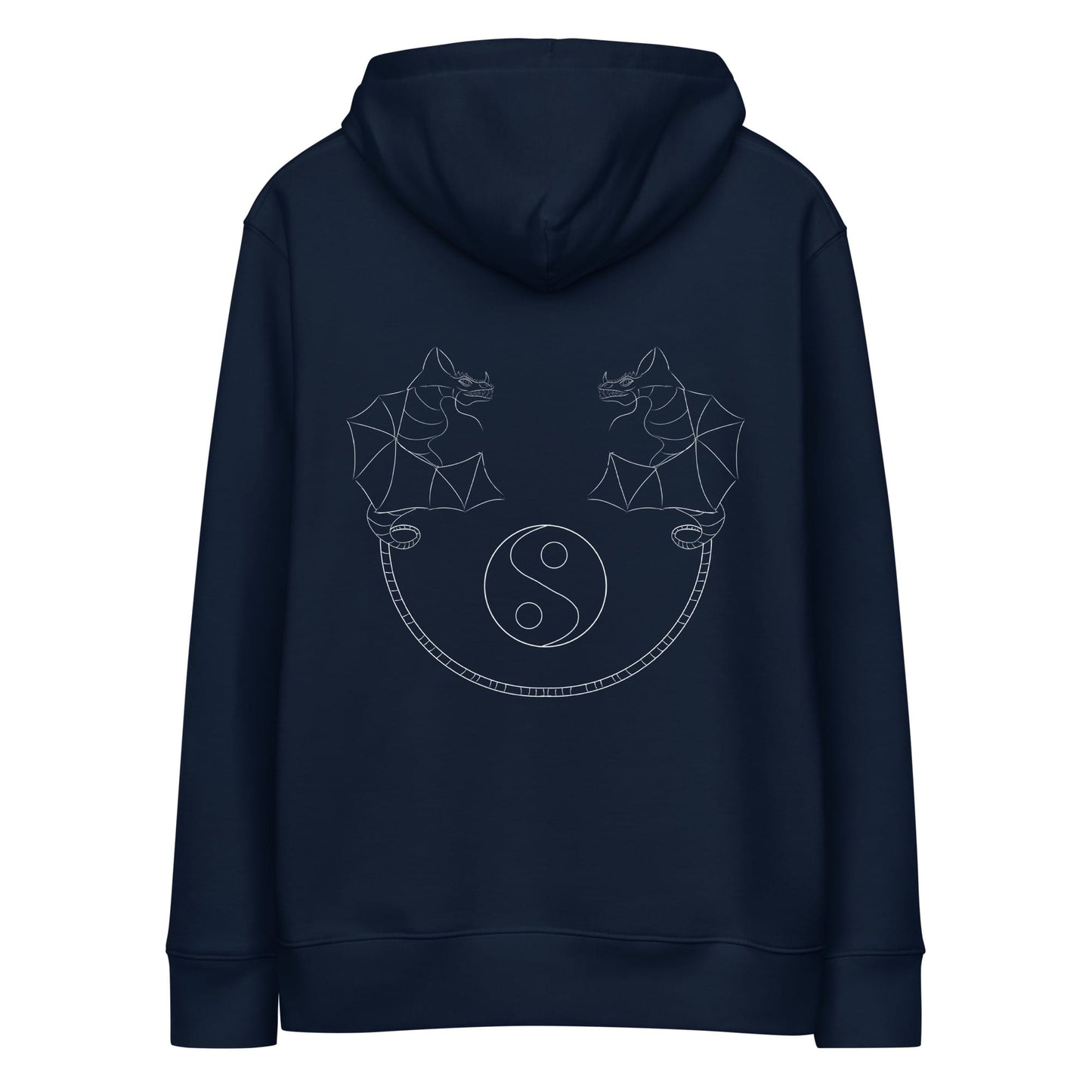 Dragon Dance, Yin and Yang | Sustainable Hoodie in navy back view