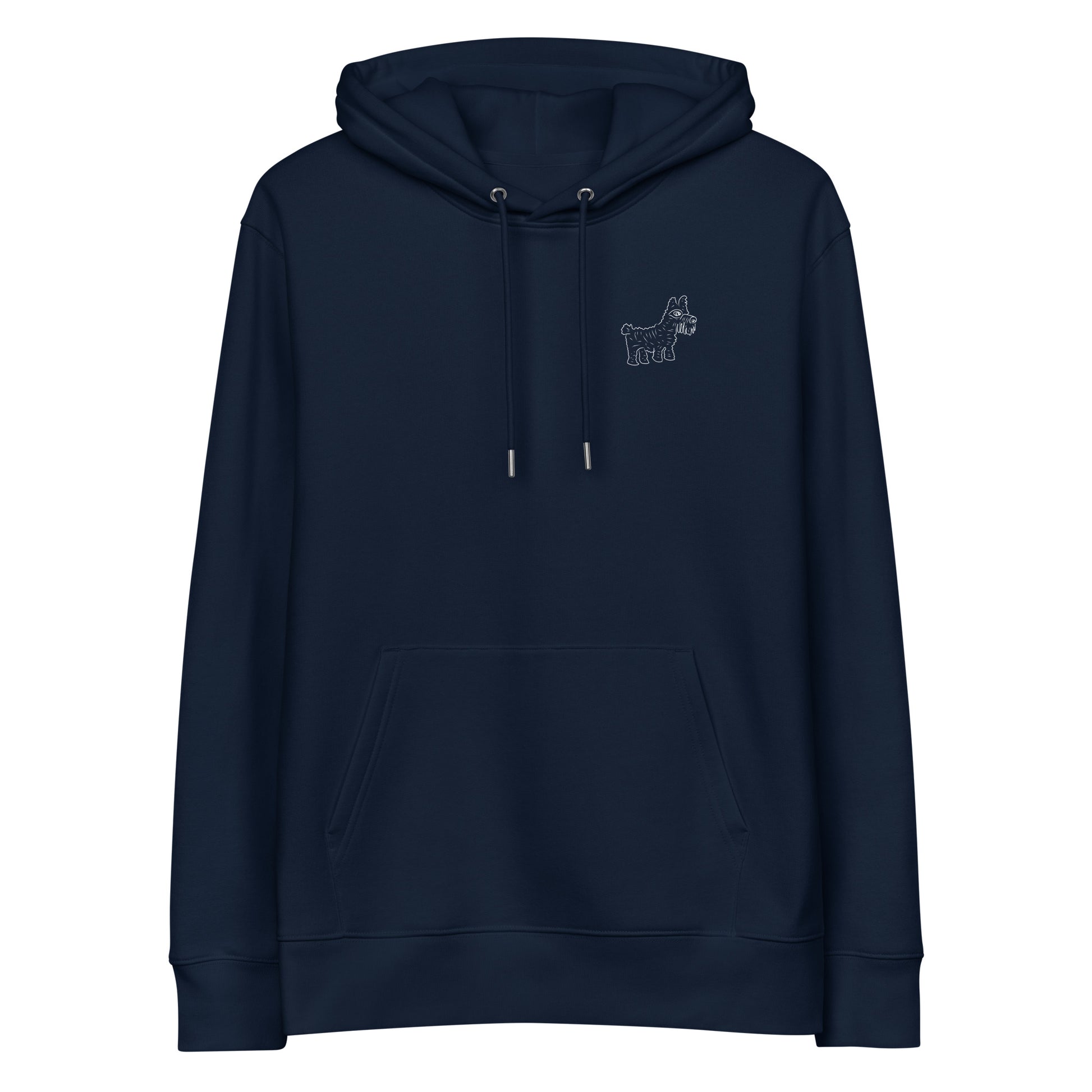 Dog in White | Sustainable Hoodie in navy