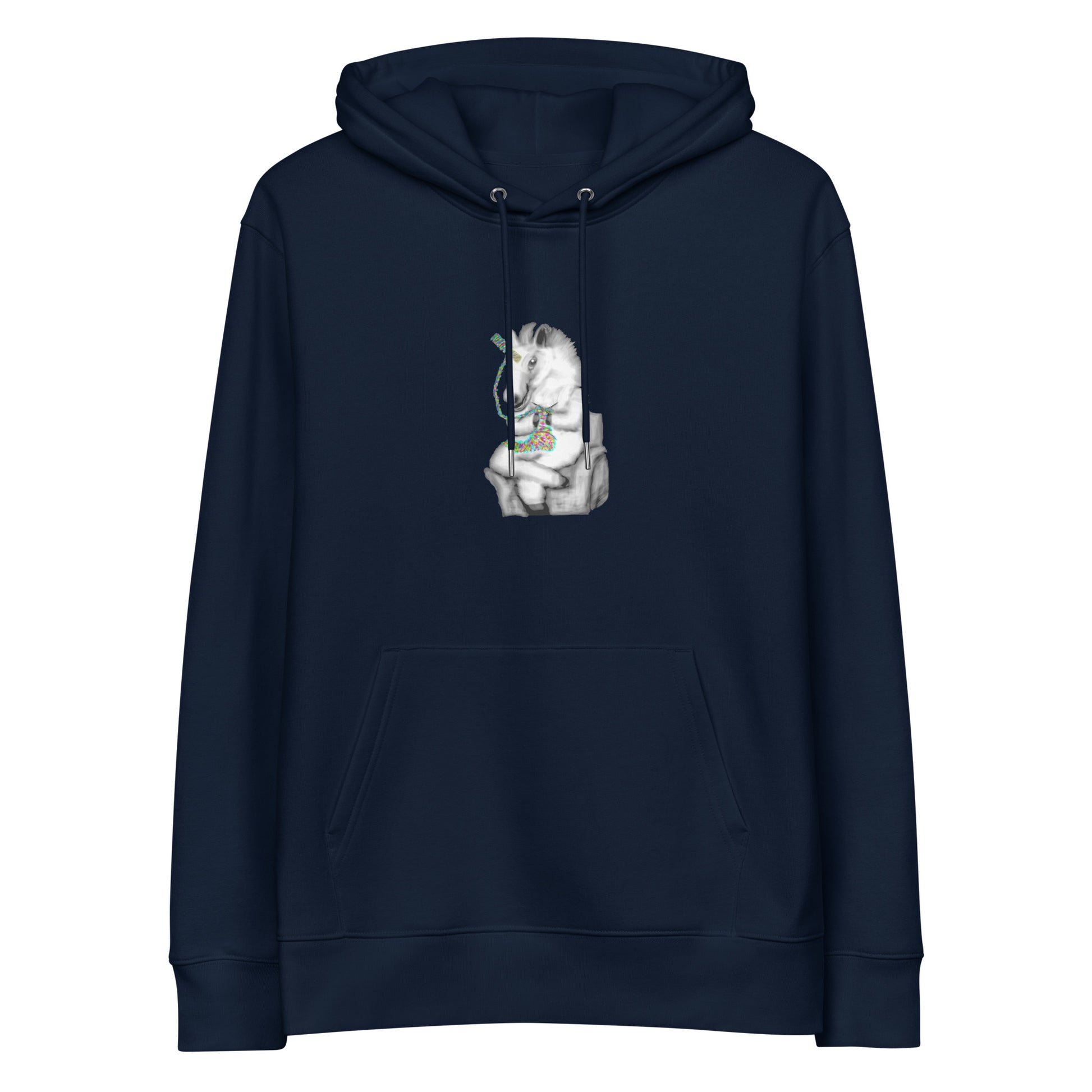 Knitting Unicorn | Sustainable Hoodie in navy