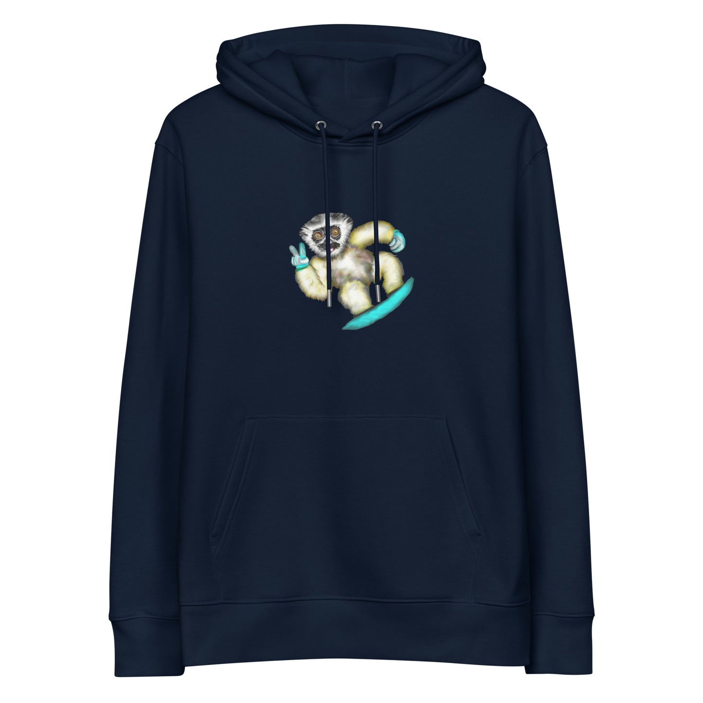 Lemur Snowboarder | Sustainable Hoodie in navy