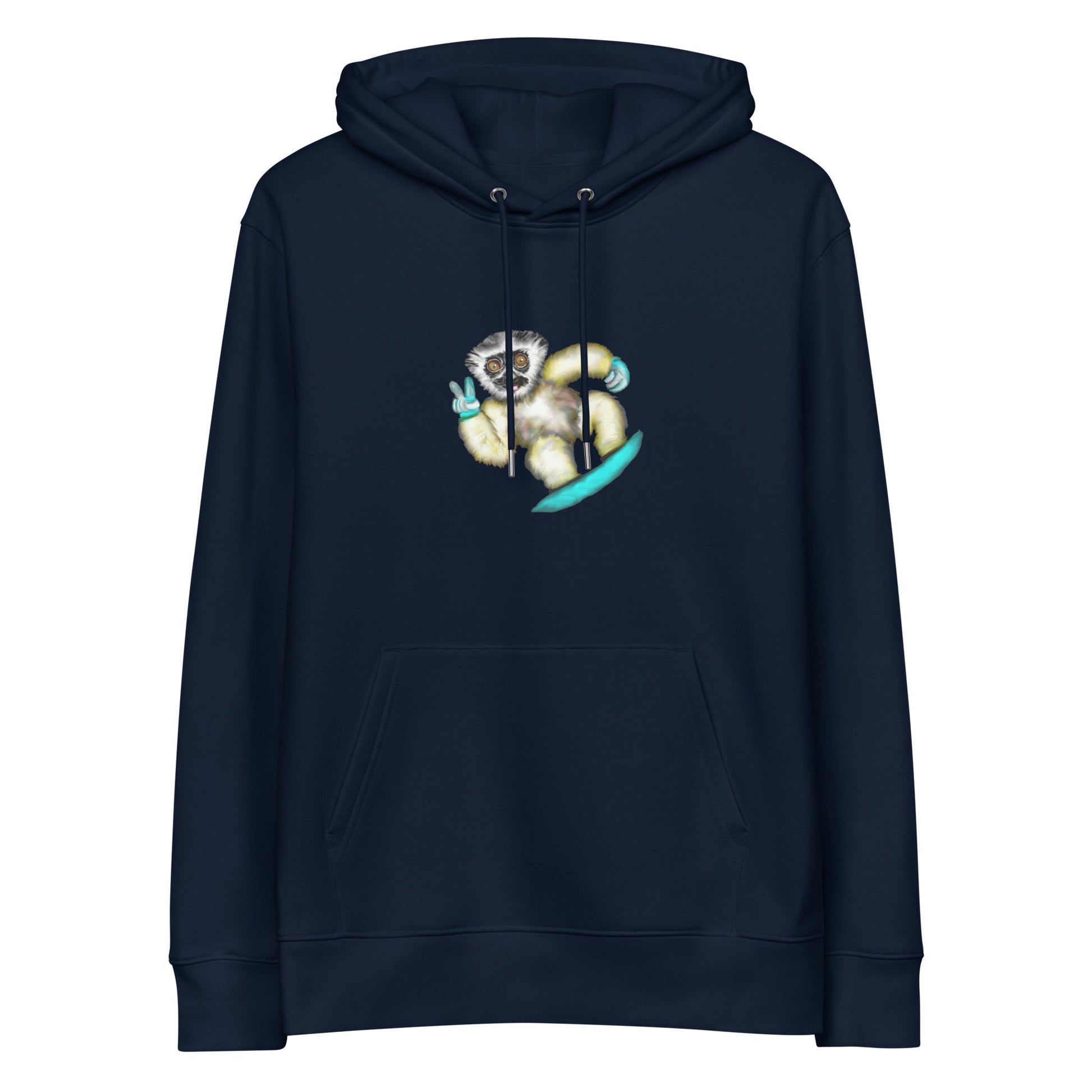 Lemur Snowboarder | Sustainable Hoodie in navy