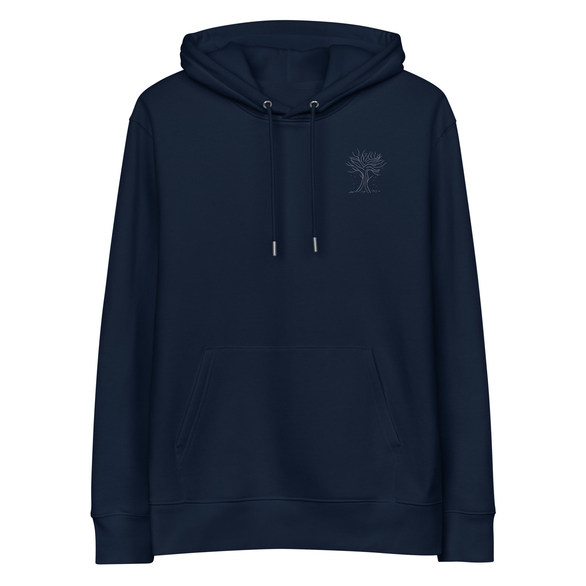 White Autumn Tree Trance | Sustainable Hoodie in navy