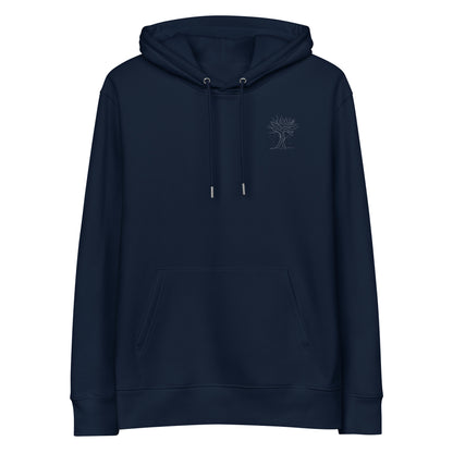 White Autumn Tree Trance | Sustainable Hoodie in navy