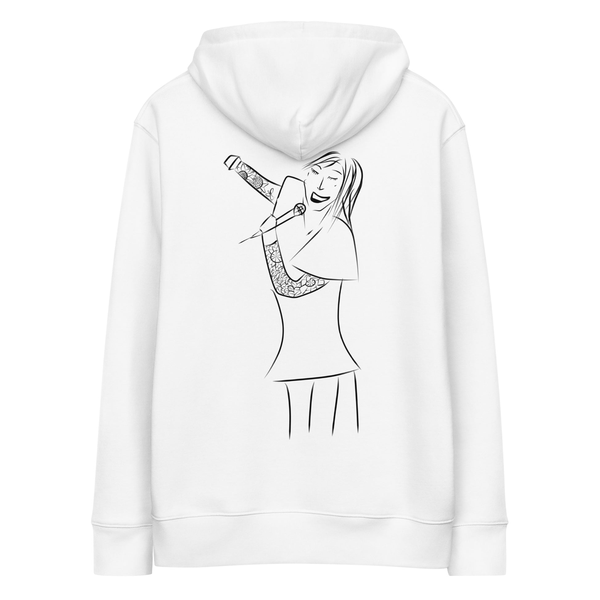 Product Songstress Woman Singing | Sustainable Hoodie in white back