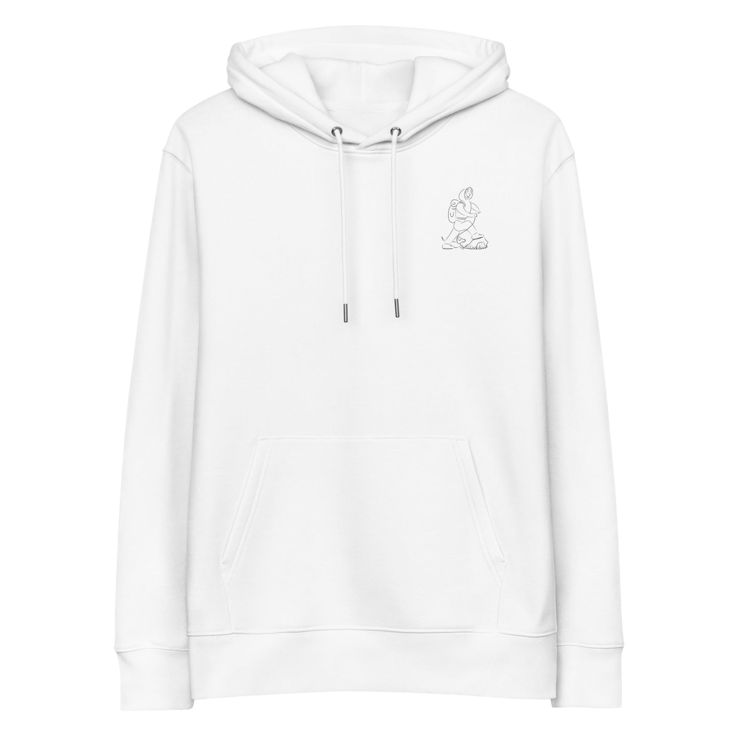 Woman and Dog Hiking | Sustainable Hoodie in desert white