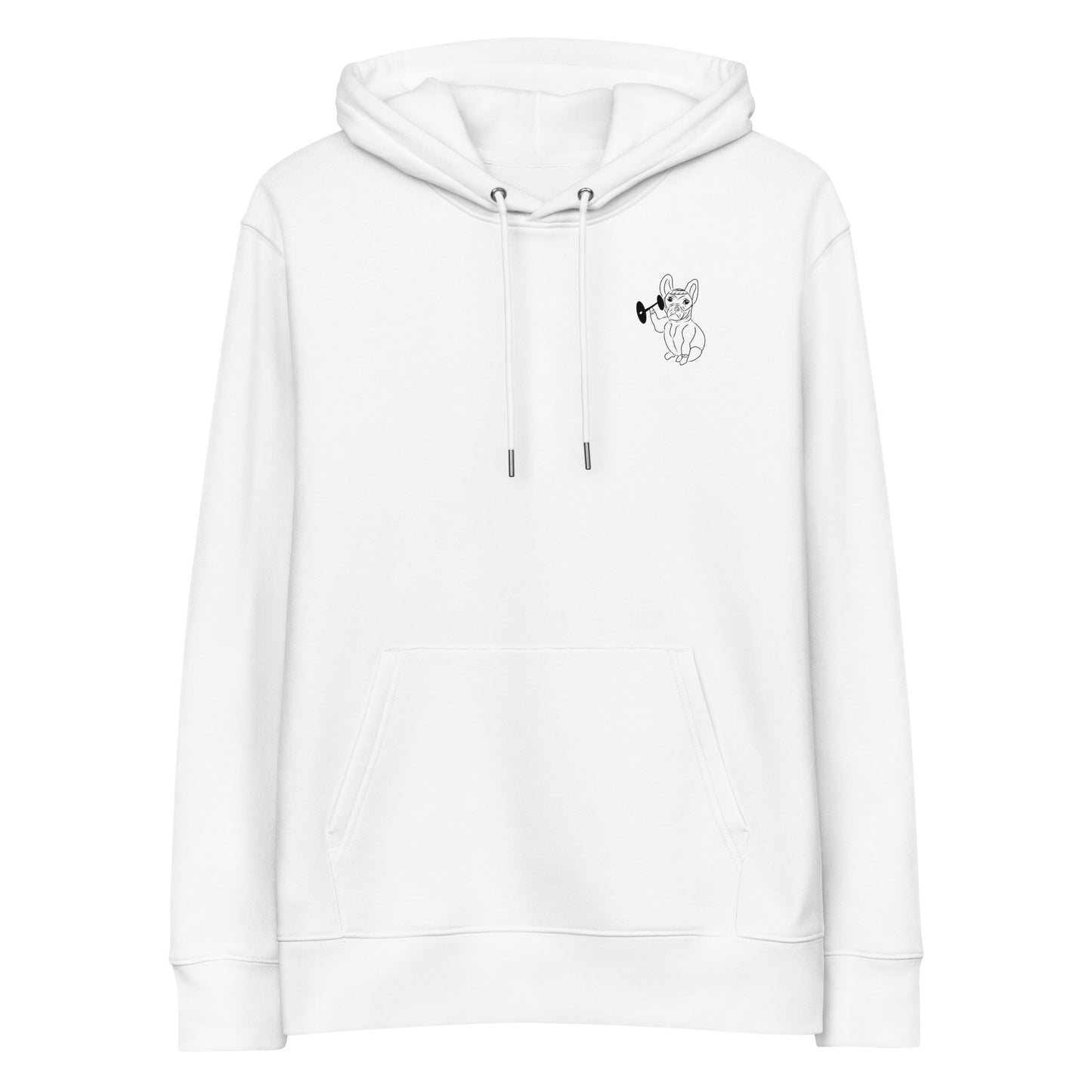 French Bulldog Weight Lifter | Sustainable Hoodie in white front