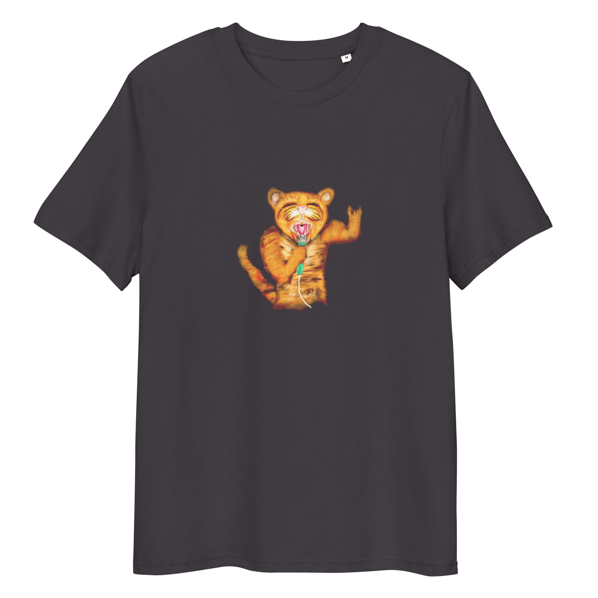 Cat singing | 100% Organic Cotton T Shirt in dark grey