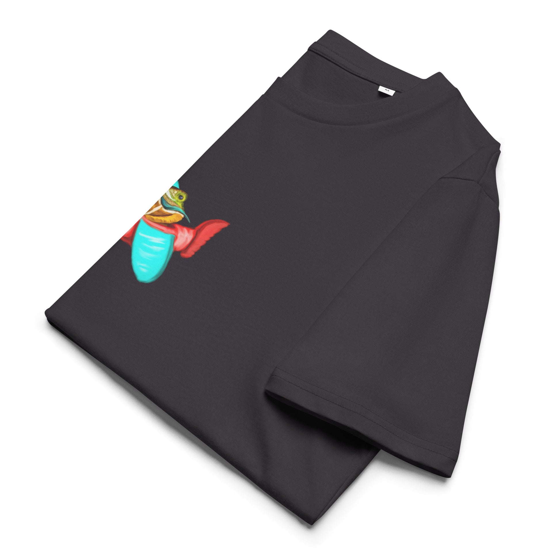 Flying Lizard | 100% Organic Cotton T Shirt in anthracite folded
