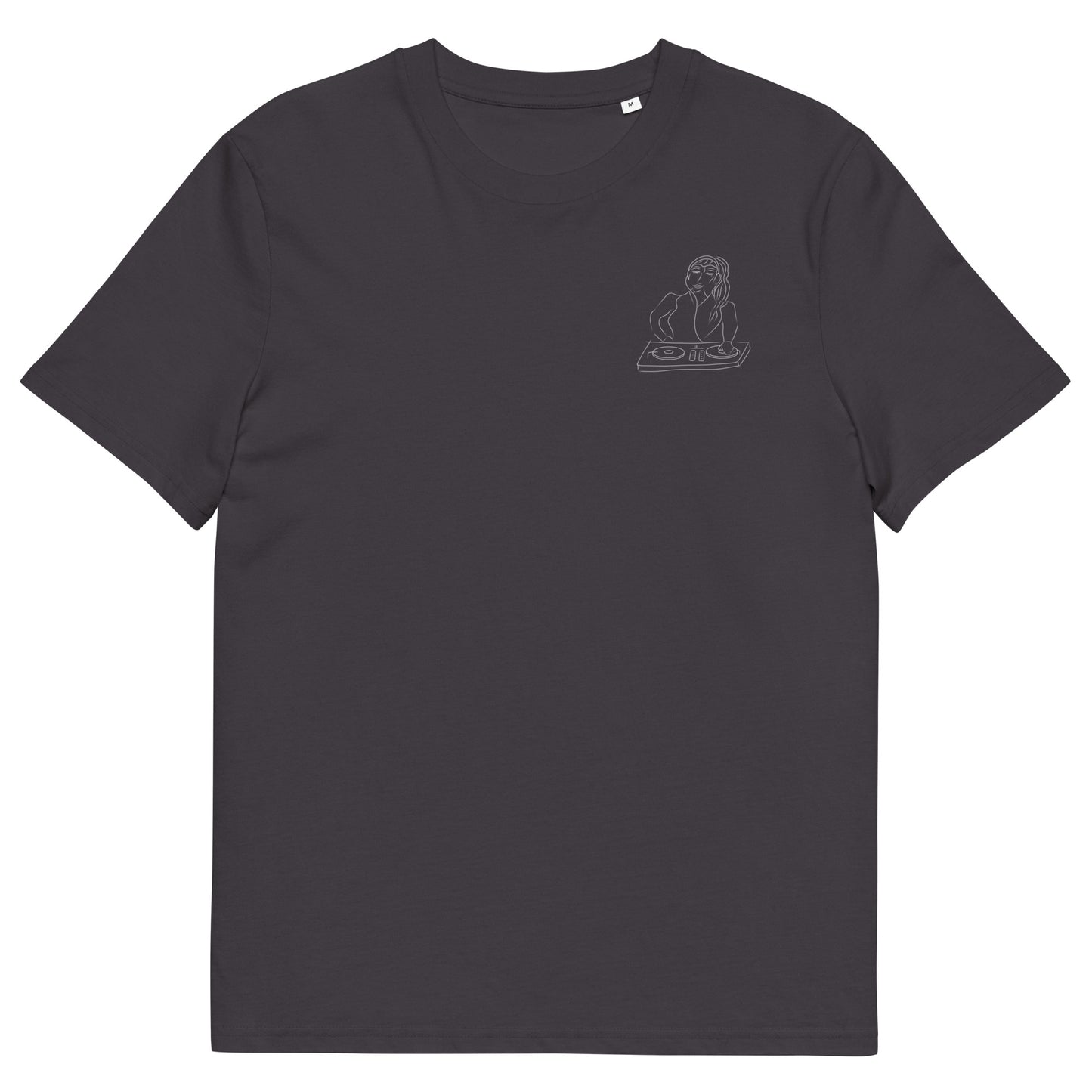 Woman DJ White | 100% Organic Cotton T Shirt in anthracite front view