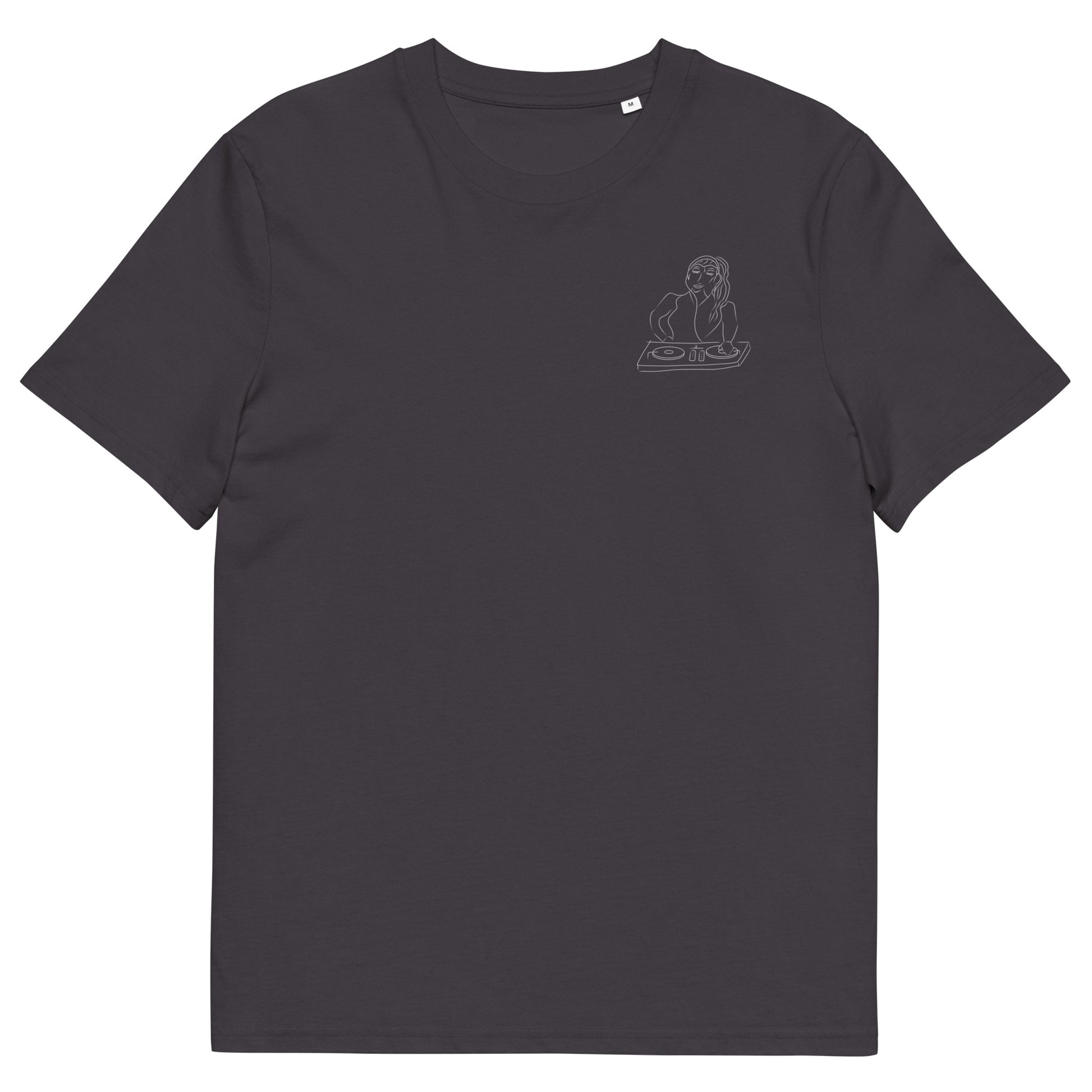 Woman DJ White | 100% Organic Cotton T Shirt in anthracite front view