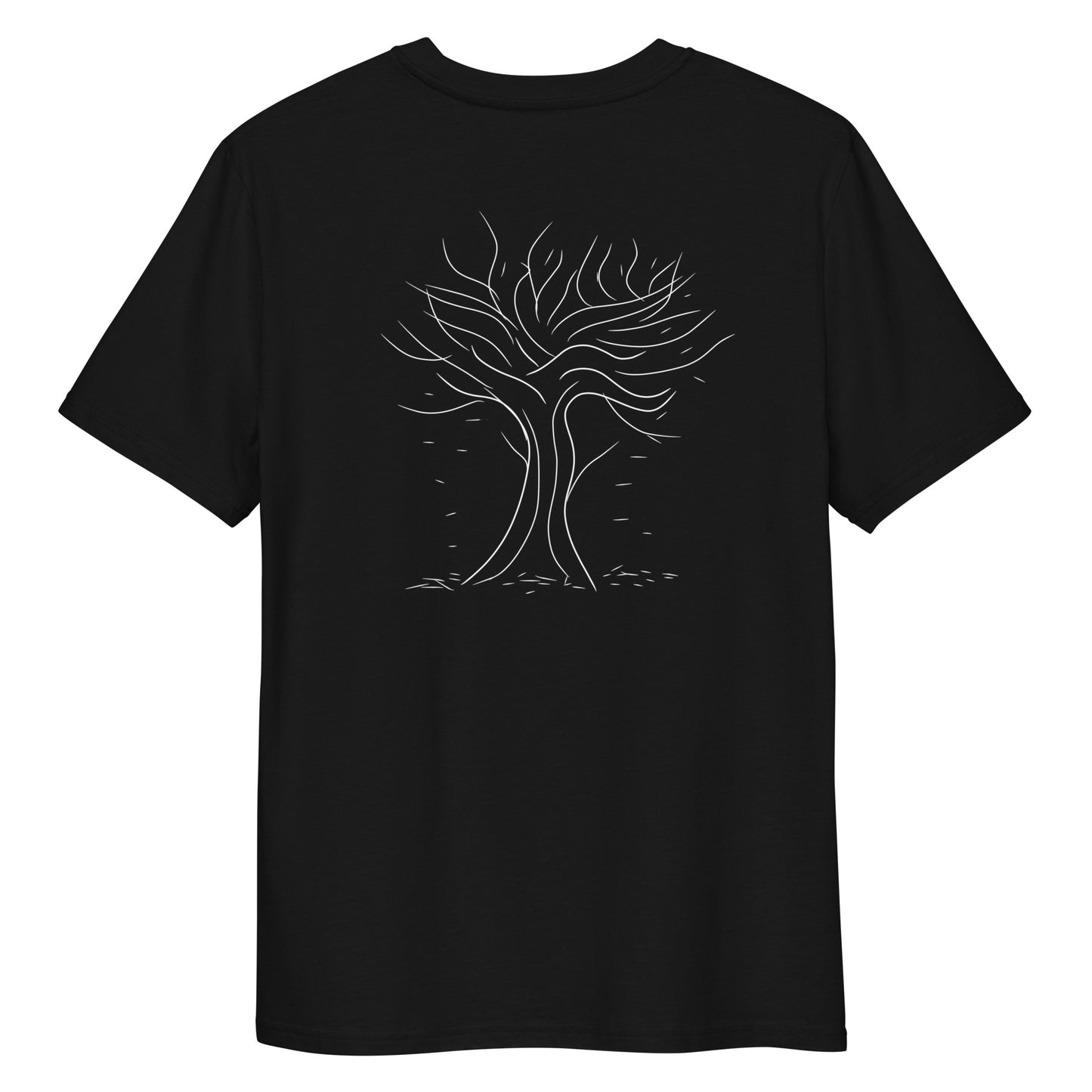 Autumn White Tree Trance | 100% Organic Cotton T Shirt in black back