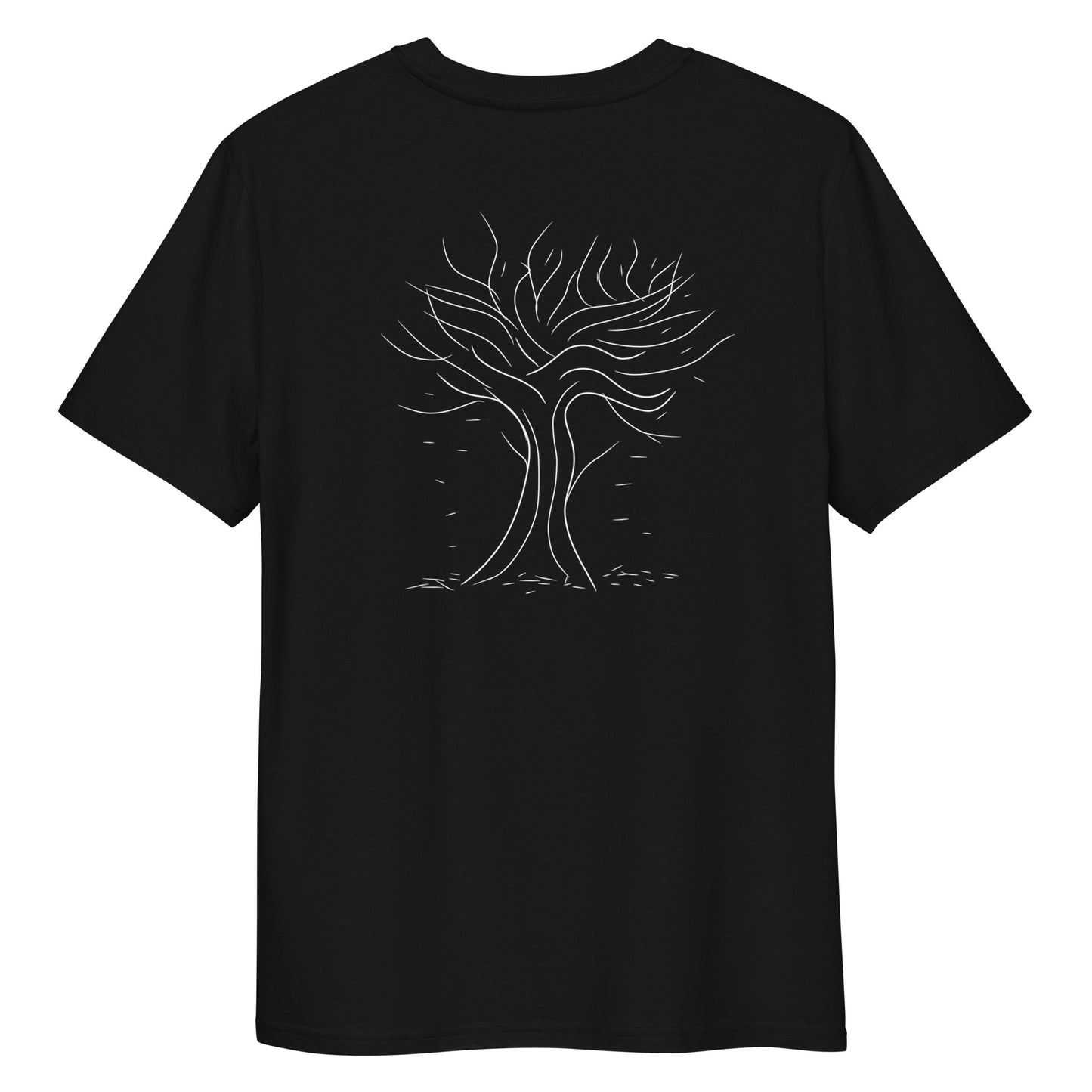 Autumn White Tree Trance | 100% Organic Cotton T Shirt in black back