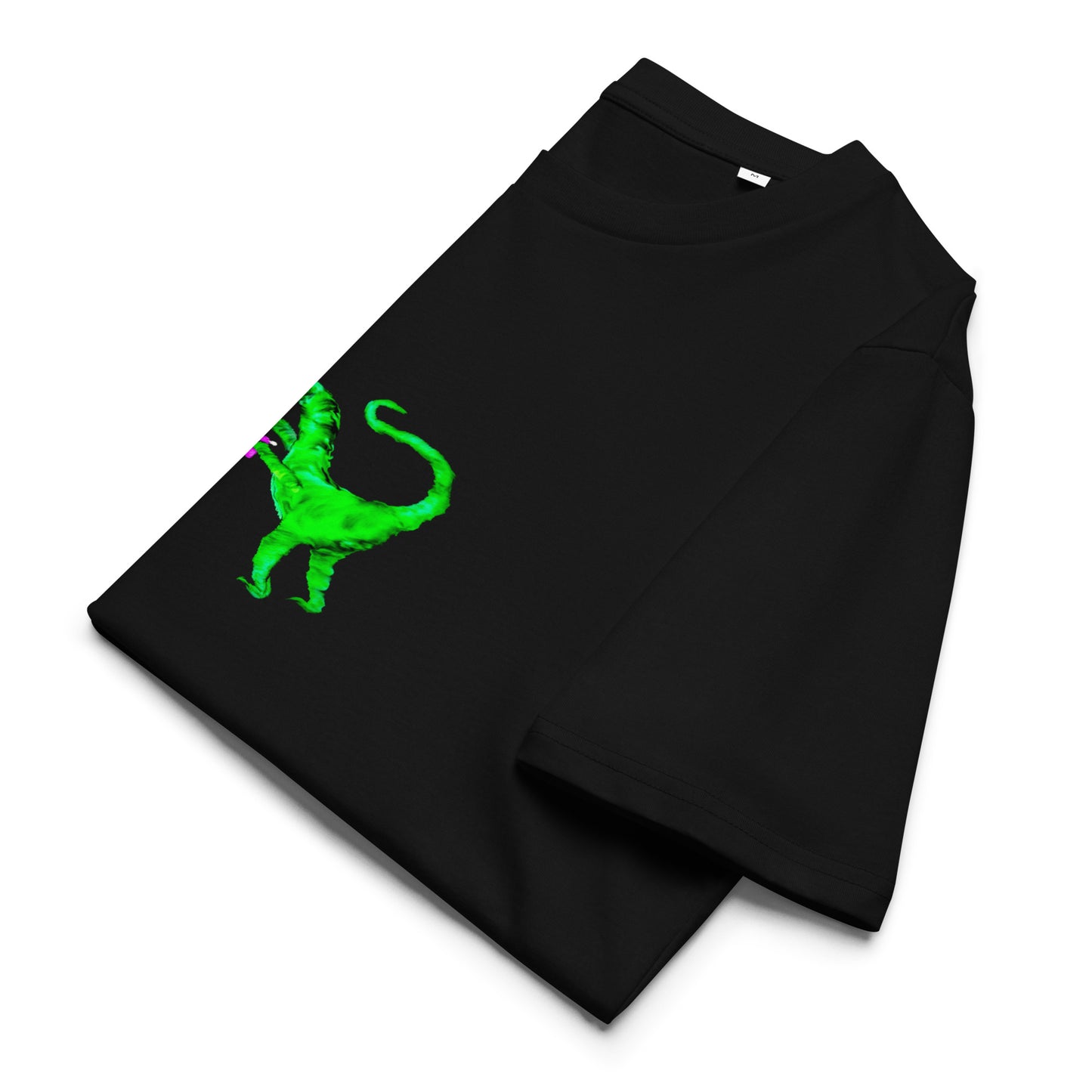 Dinosaur Velociraptor | Organic Cotton T Shirt in black folded