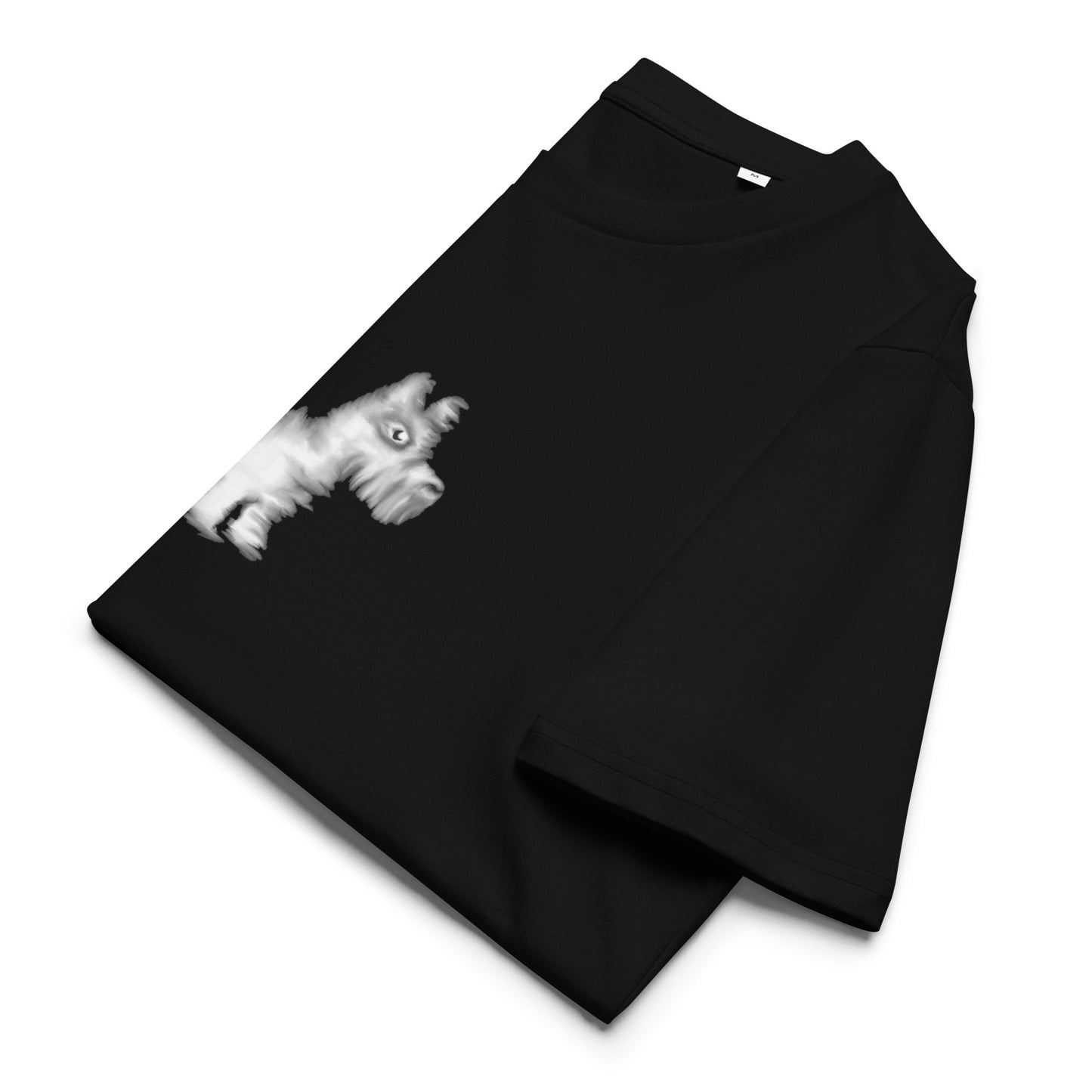 Dog White | 100% Organic Cotton T Shirt in black folded
