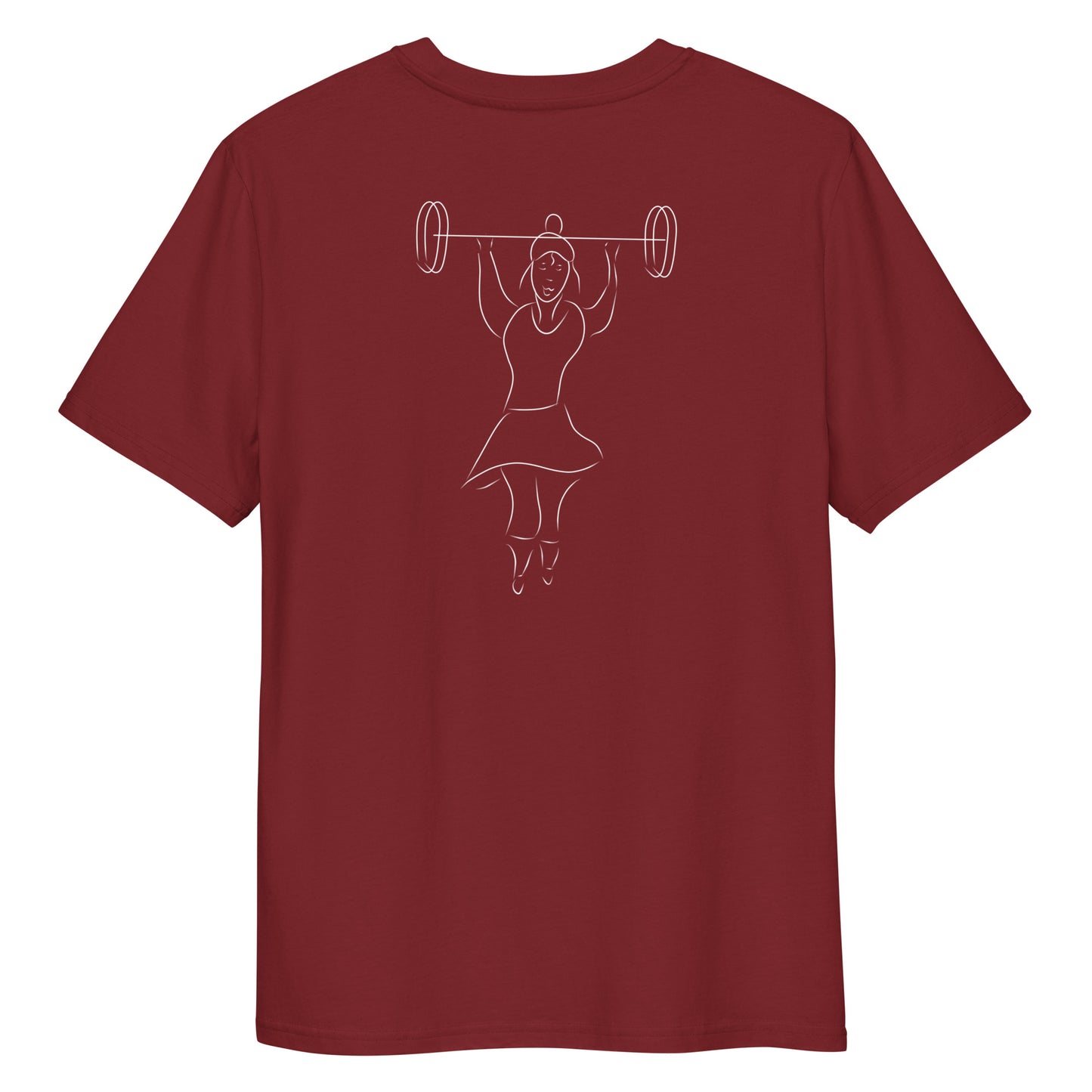 Women That Lift White | 100% Organic Cotton T Shirt in burgundy back