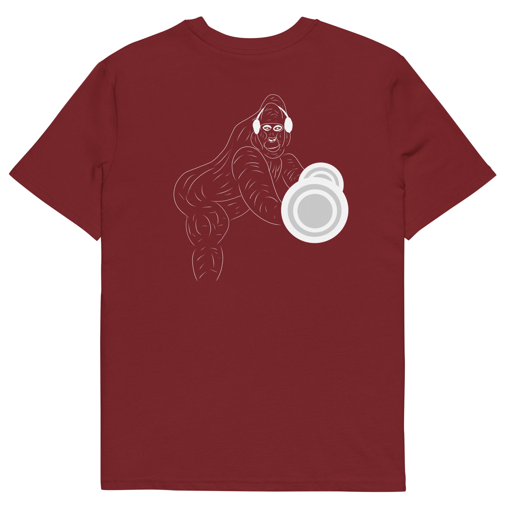 White Gorilla Gym | 100% Organic Cotton T Shirt in burgundy back