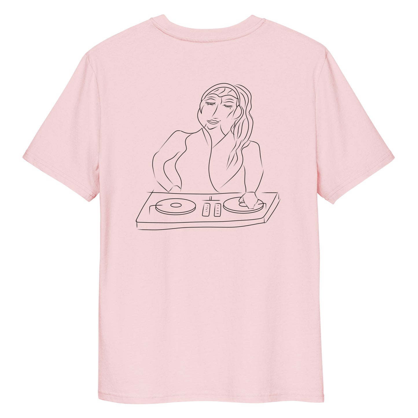 Woman DJ | 100% Organic Cotton T Shirt in pink back view