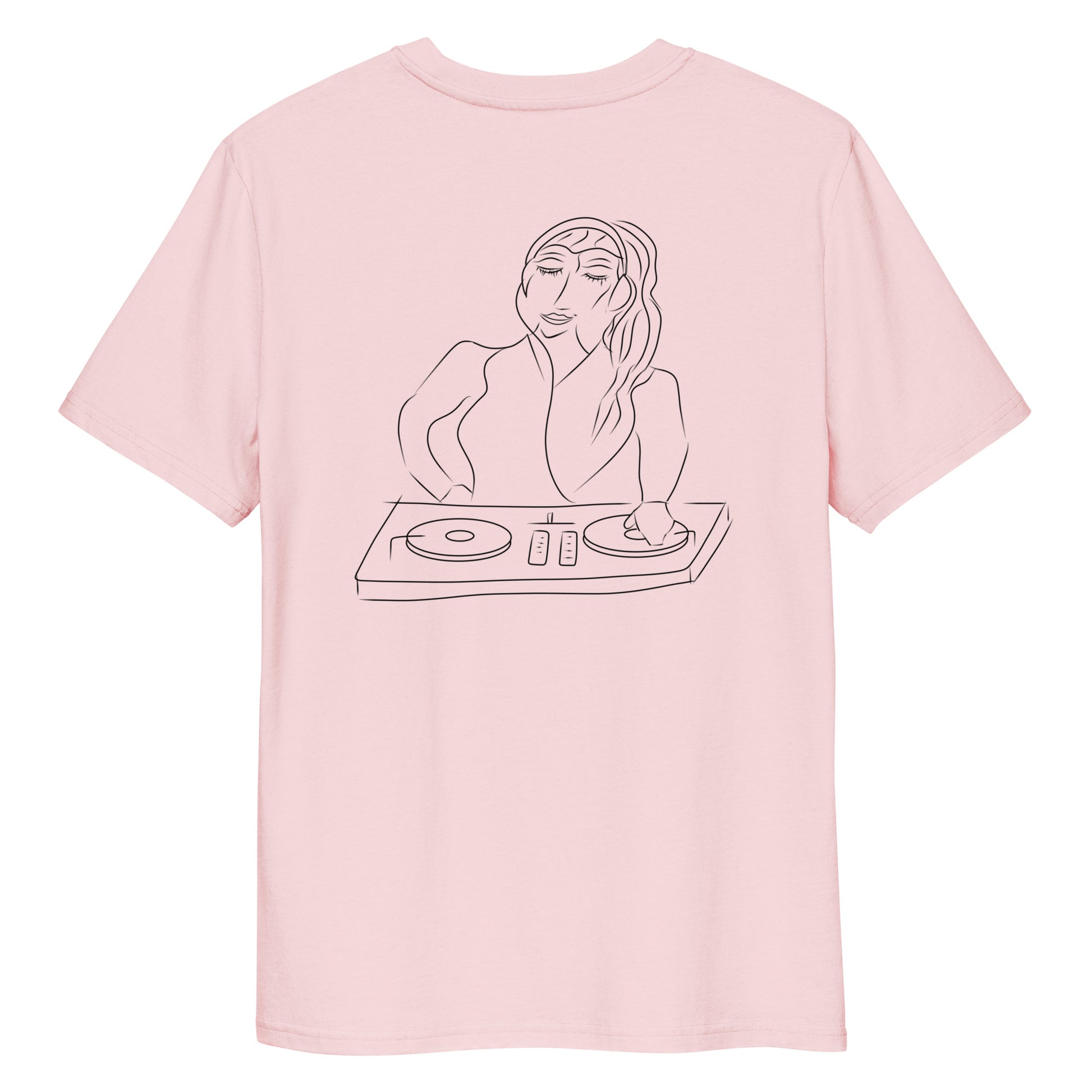 Woman DJ | 100% Organic Cotton T Shirt in pink back view