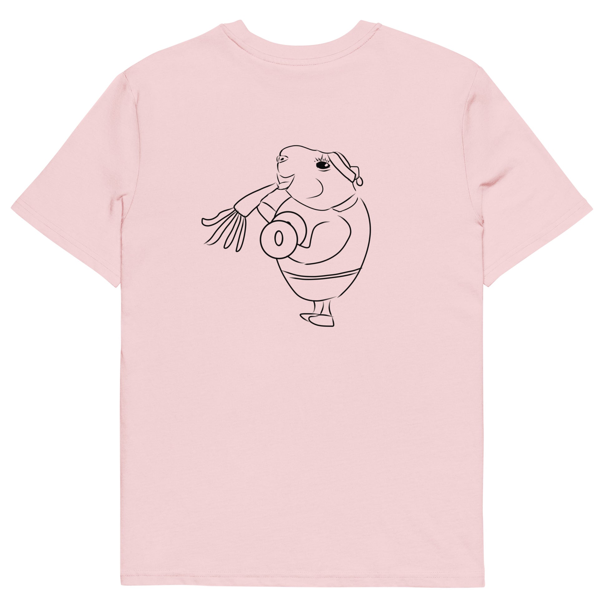 Guinea Pig Weight Lifter | 100% Organic Cotton T Shirt in pink back