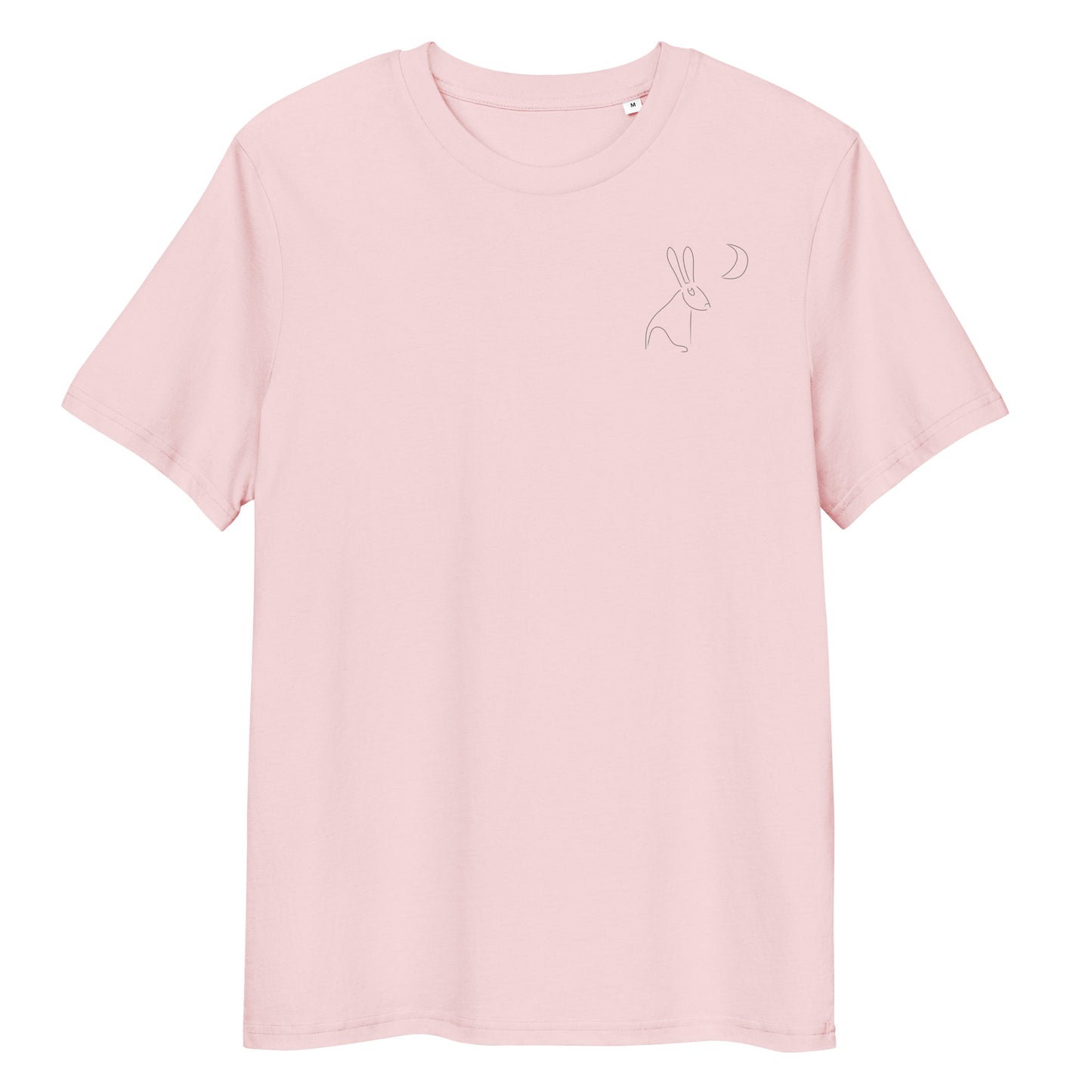 Hare Stares at Moon | 100% Organic Cotton T Shirt in pink