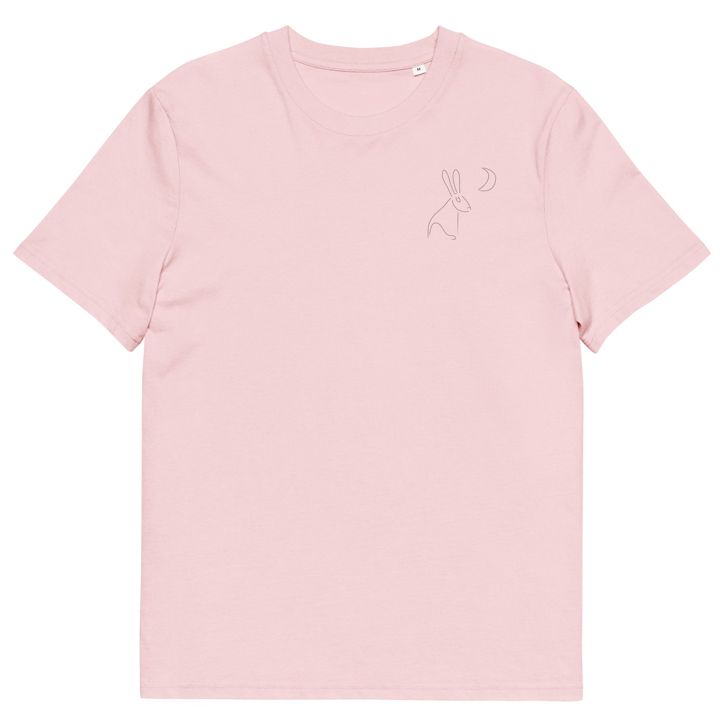 Hare Stares at Moon | 100% Organic Cotton T Shirt in pink