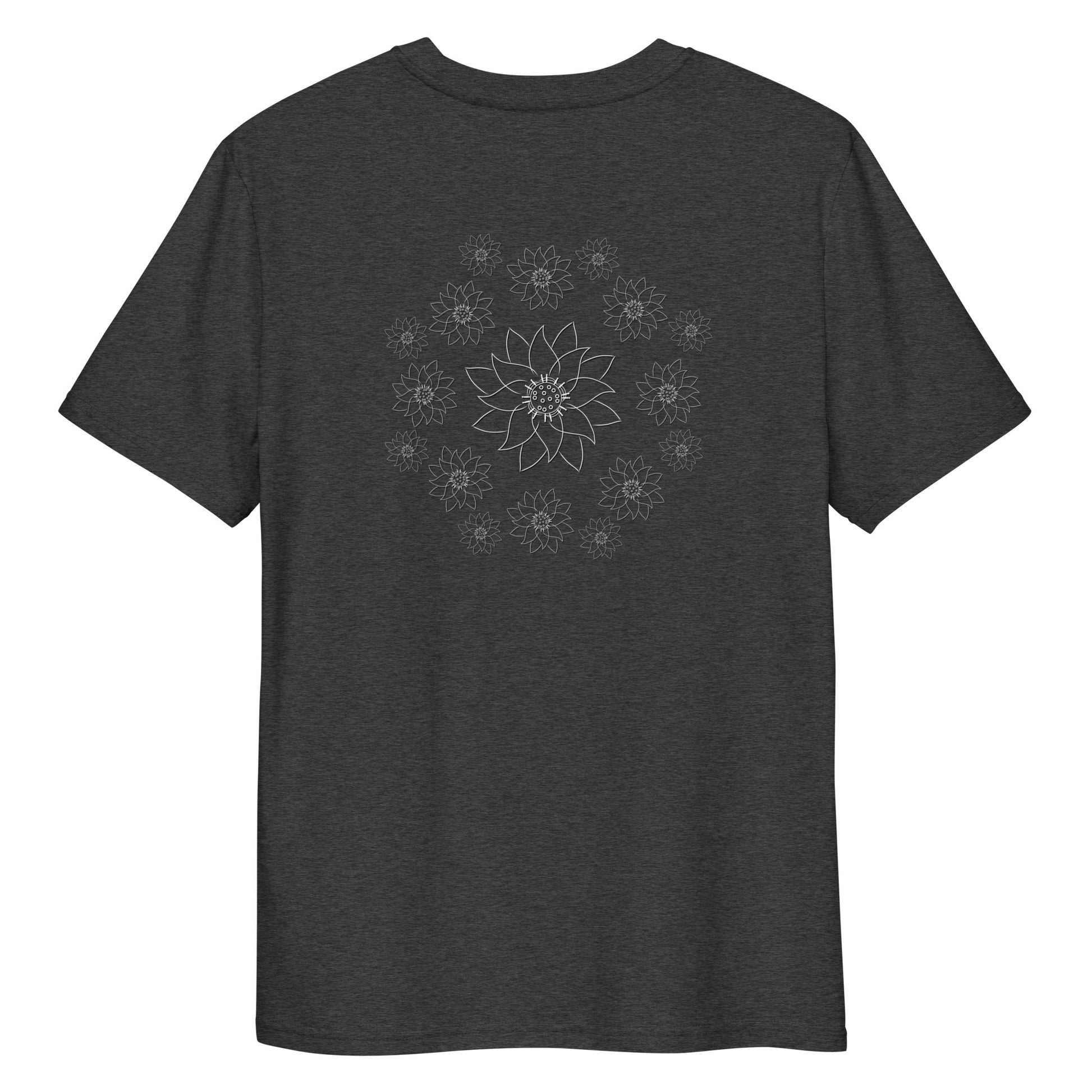 White Lotus Dream | 100% Organic Cotton T Shirt in dark heather back view