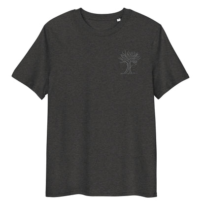 Autumn White Tree Trance | 100% Organic Cotton T Shirt in heather grey