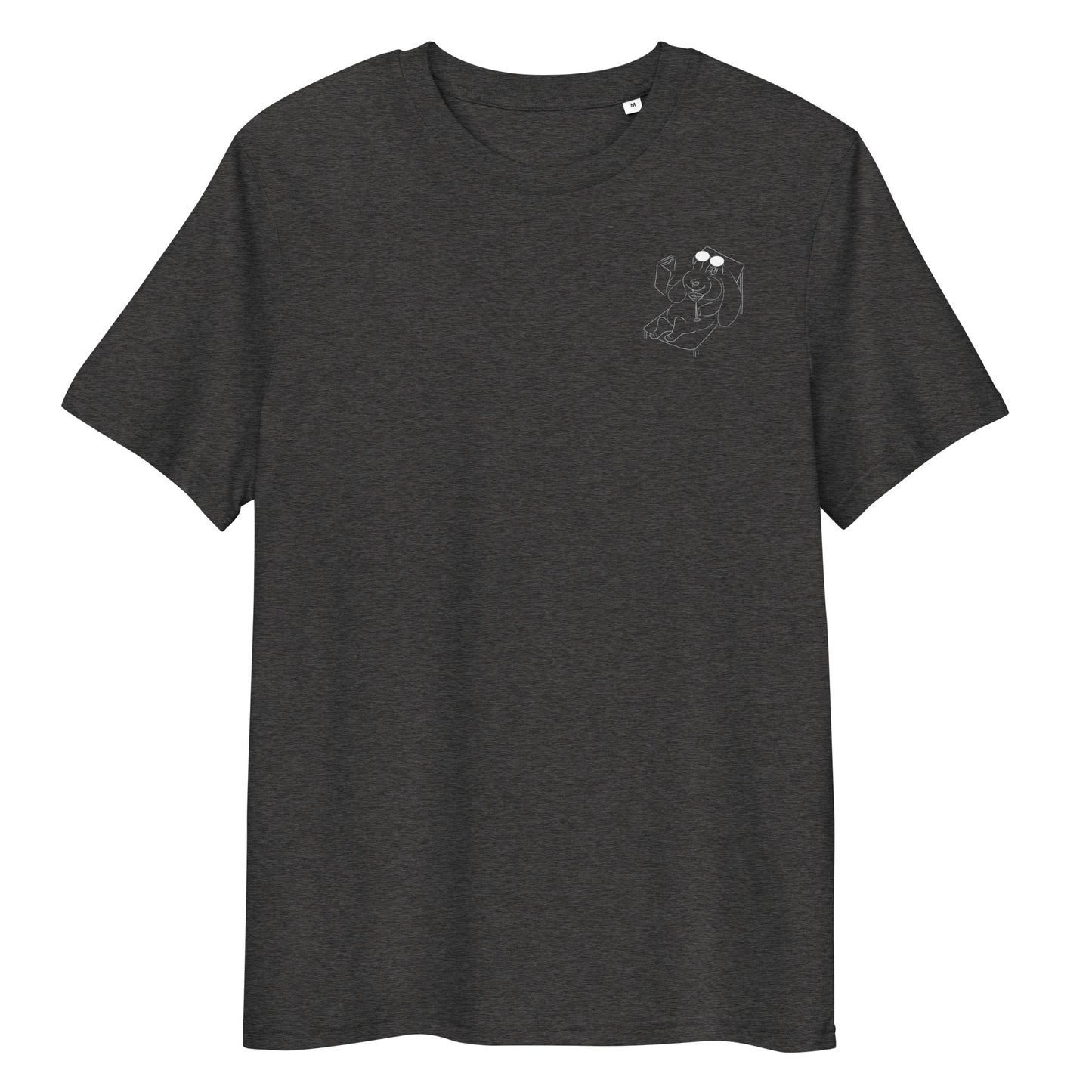 White Bunny Hop and Sip | 100% Organic Cotton T Shirt in heather grey front