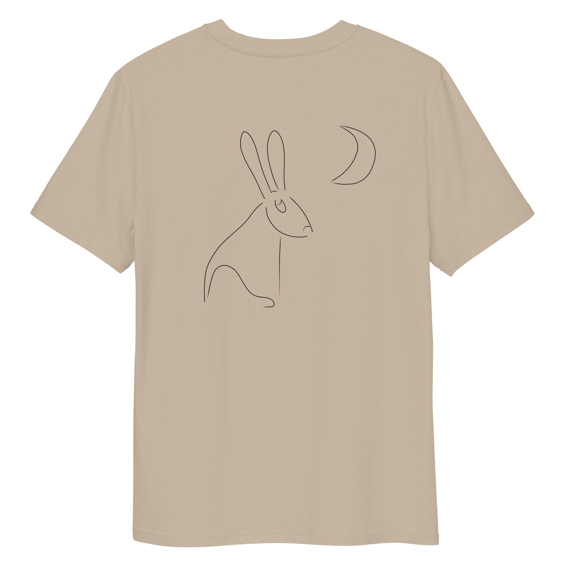 Hare Stares at Moon | 100% Organic Cotton T Shirt in desert back