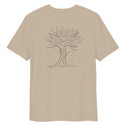 Autumn Tree Trance | 100% Organic Cotton T Shirt in desert dust back