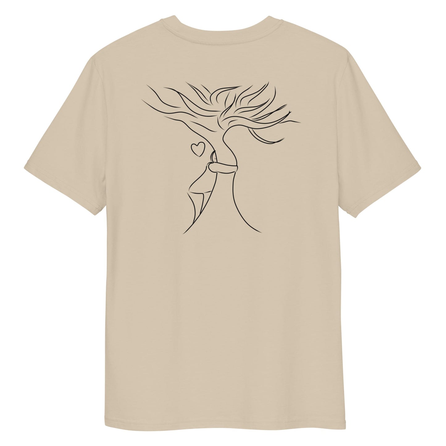 Sustainable Embrace Tree | 100% Organic Cotton T Shirt in desert dust back view