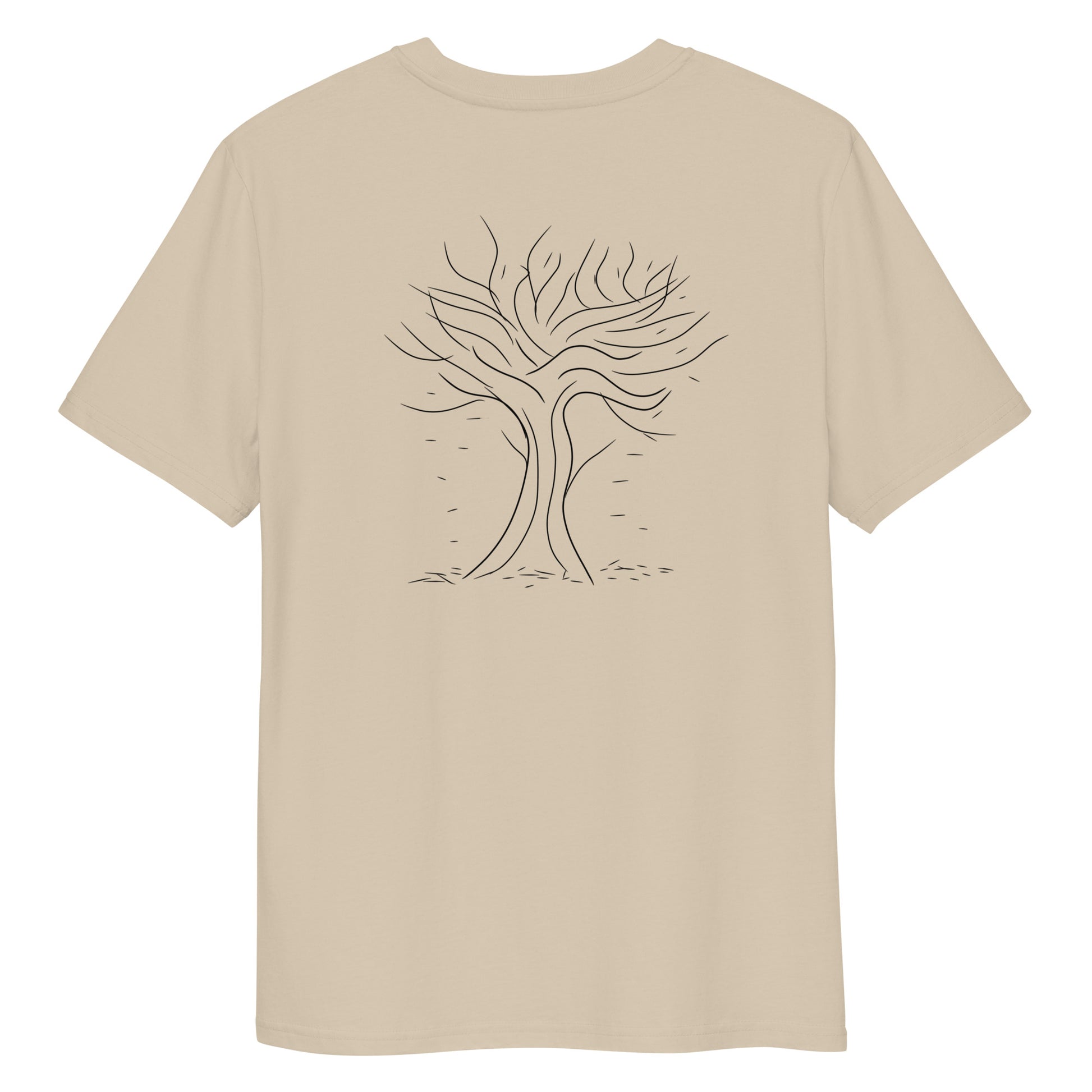 Autumn Tree Trance | 100% Organic Cotton T Shirt in desert dust back view