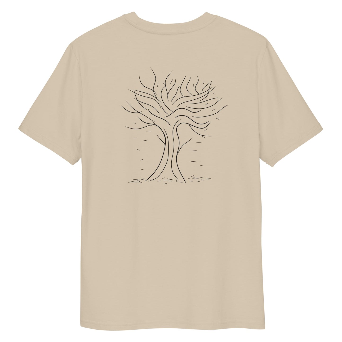 Autumn Tree Trance | 100% Organic Cotton T Shirt in desert dust back view