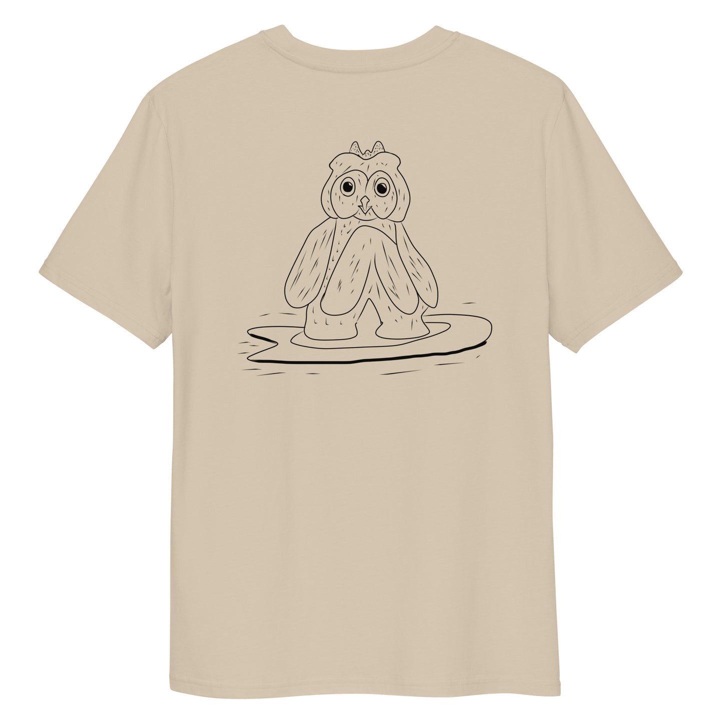 Surfing Owl Line | 100% Organic Cotton T Shirt in desert dust back view